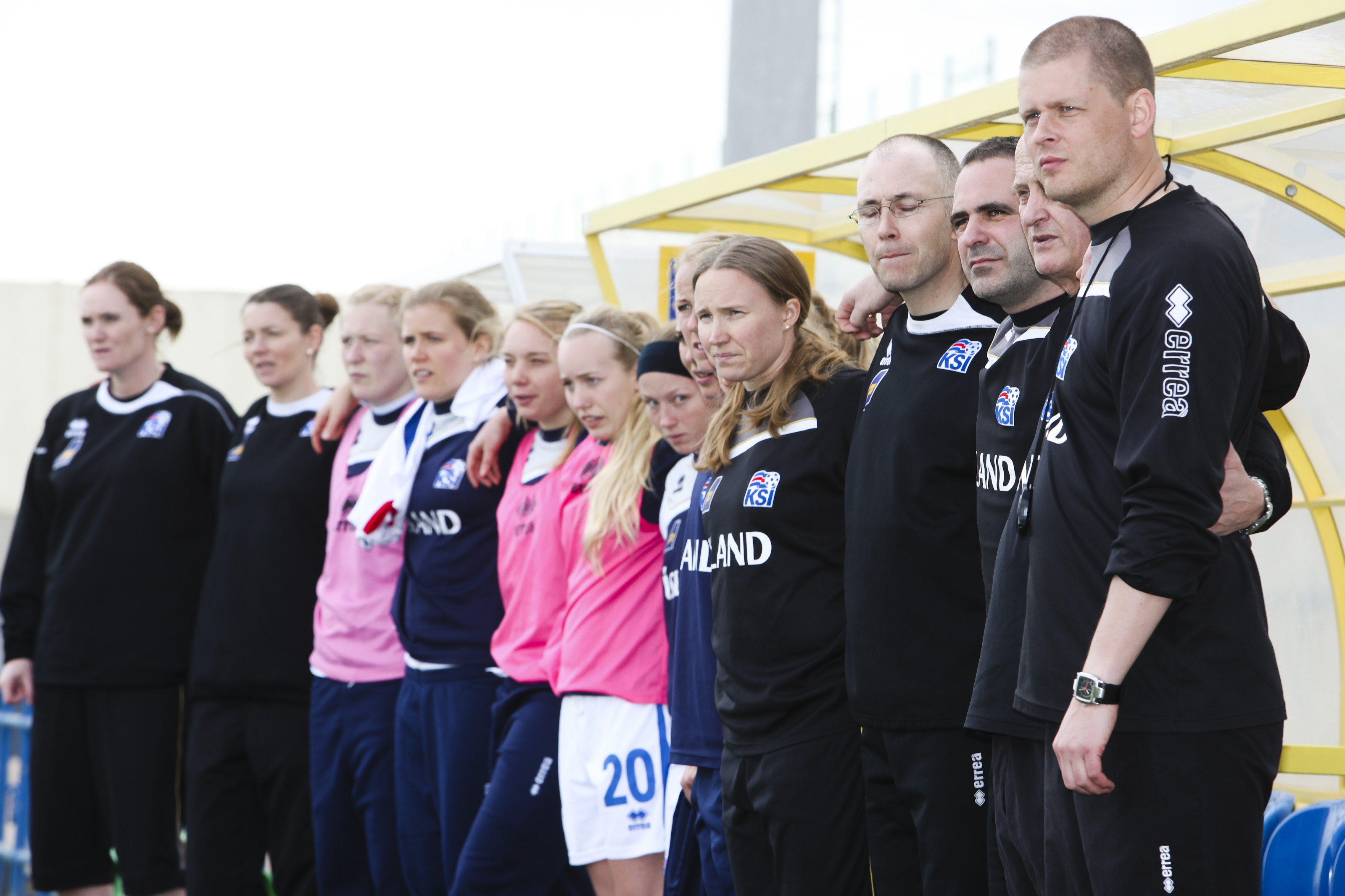 New China PR coach Sigurdur Ragnar Eyjolfsson (far right)