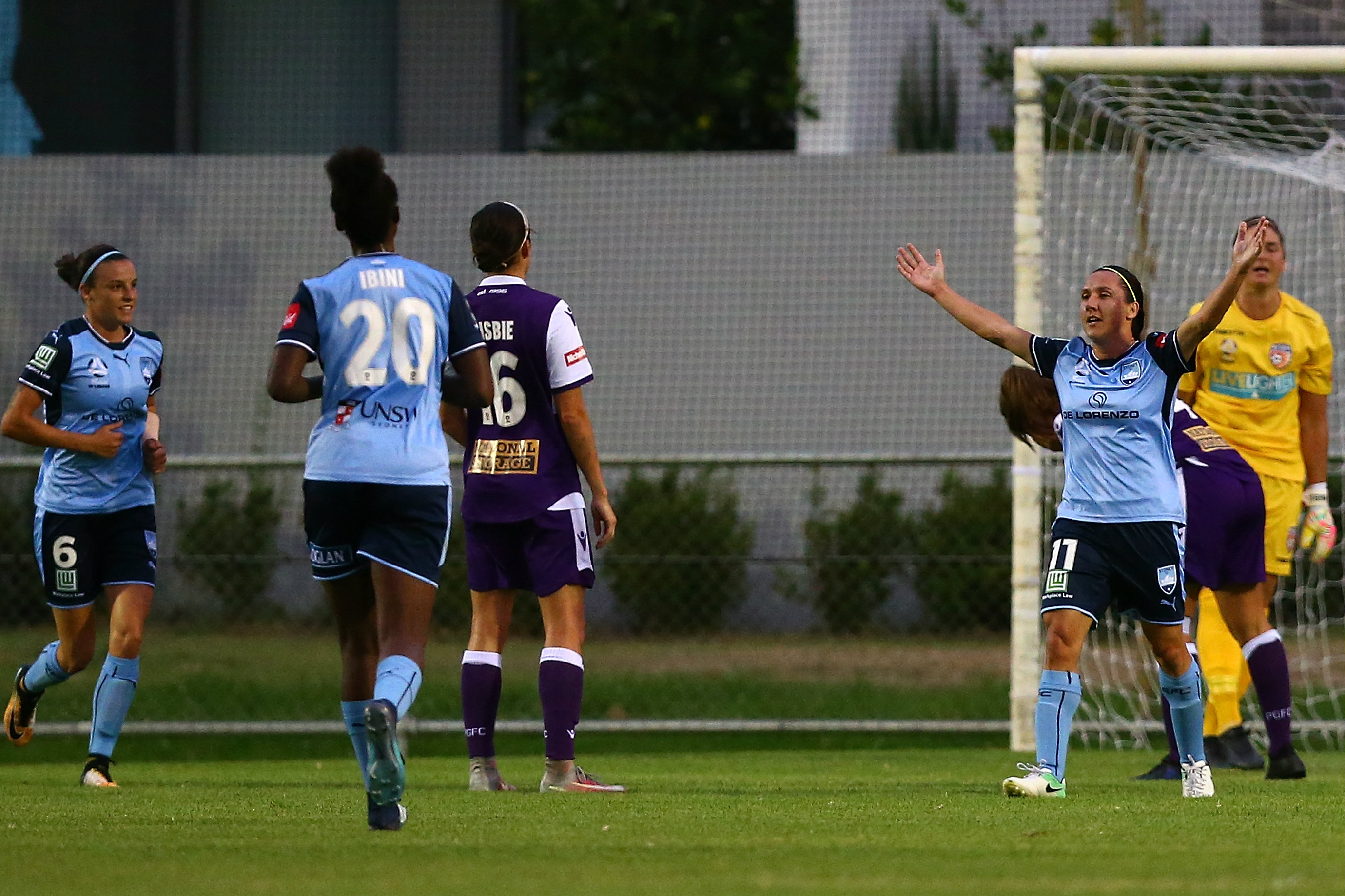 Lisa De Vanna celebrates her goal against Glory.