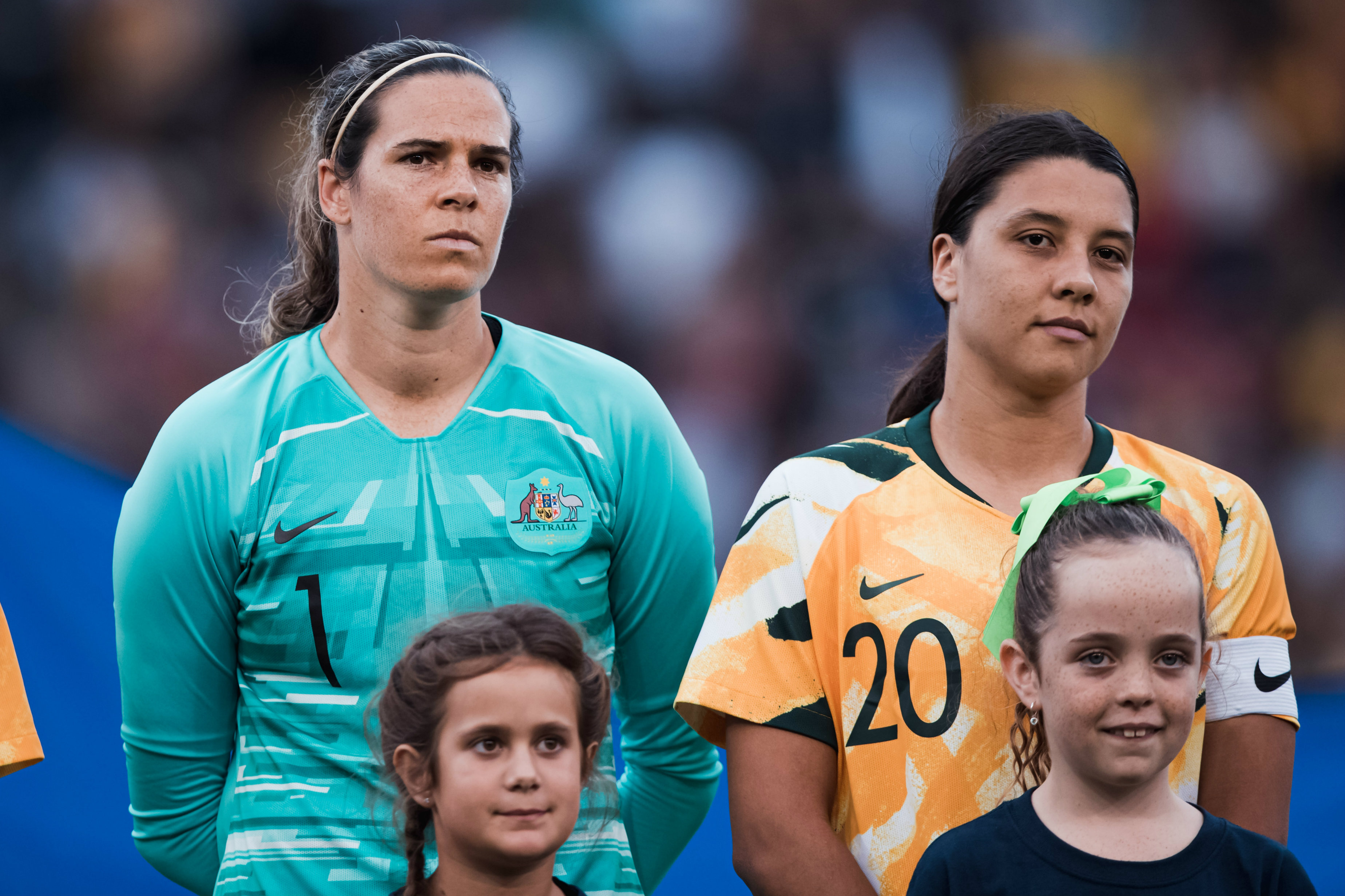 Lydia Williams and Sam Kerr before the game in Newcastle Lydia Williams and Sam Kerr before the game in Newcastle