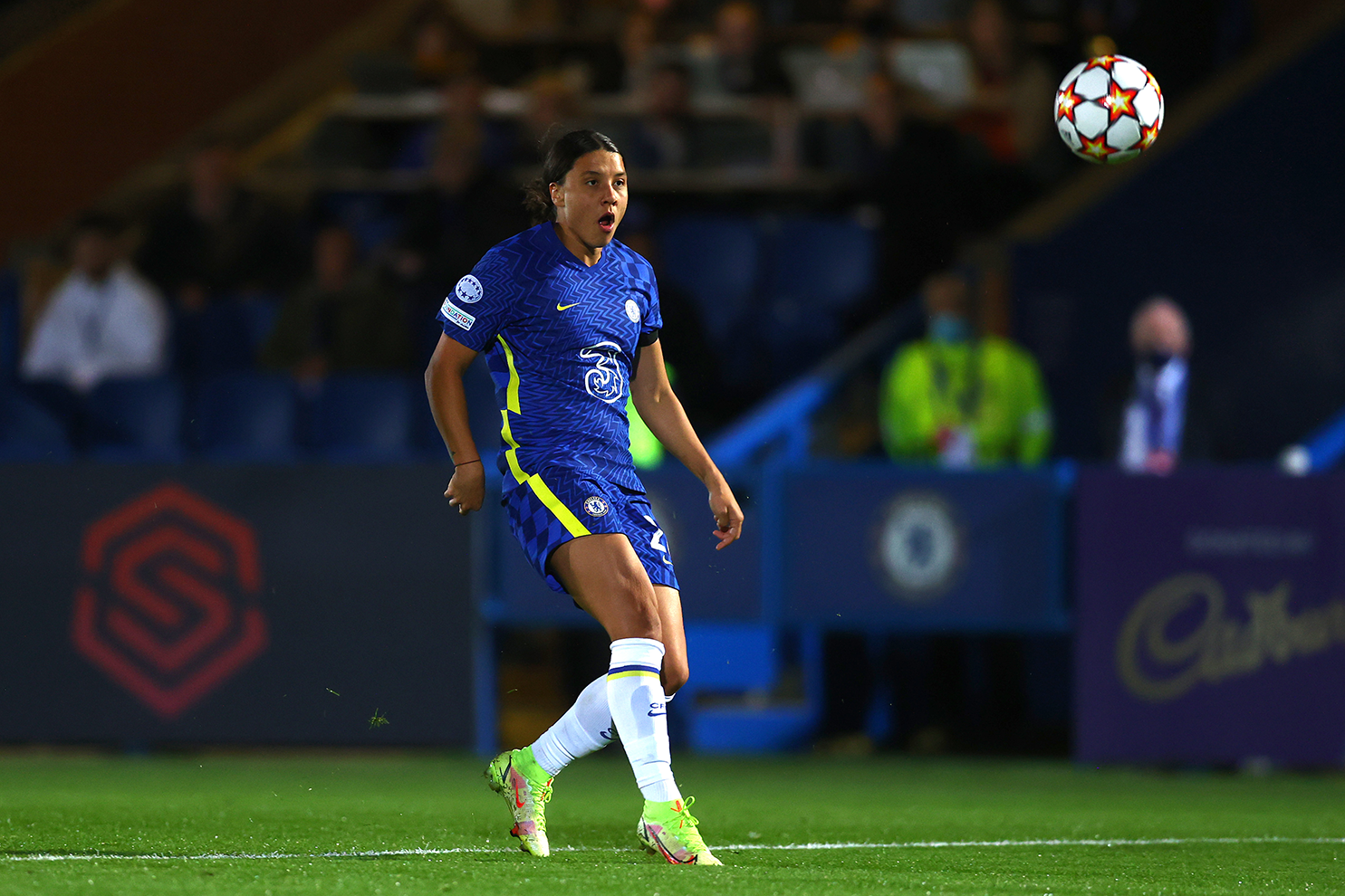 Sam Kerr scoring against VfL Wolfsburg (Source: GettyImages) Sam Kerr scoring against VfL Wolfsburg (Source: GettyImages)