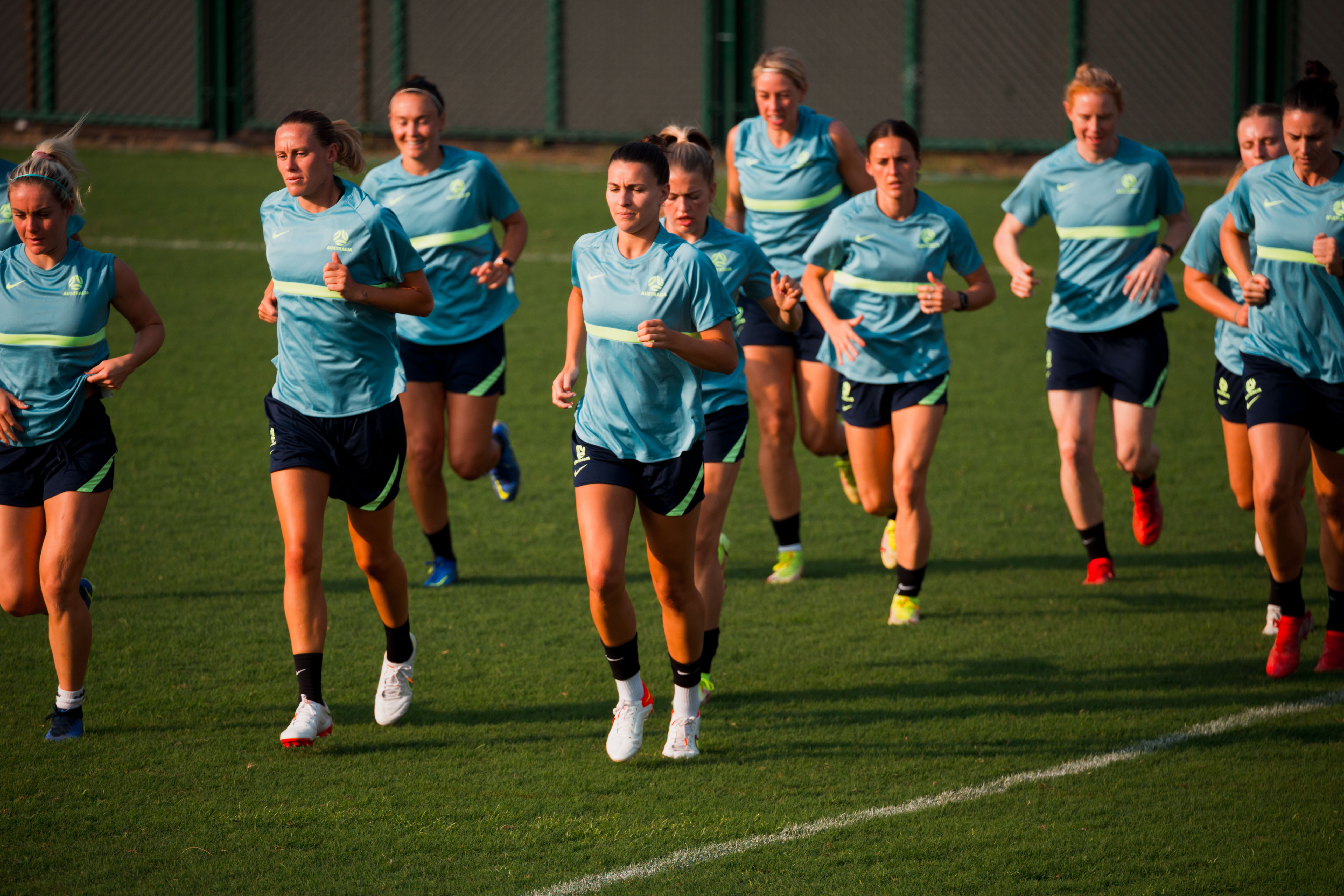 The Matildas train in Mumbai ahead of their first Asian Cup clash