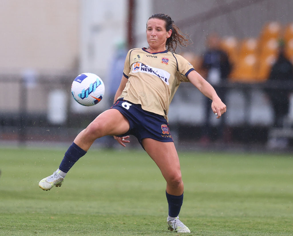 Elizabeth Eddy of the Jets in action during the A-League Women's match between Canberra United and Newcastle Jets at Viking Park, on February 25, 2022, in Canberra, Australia. (Photo by Mark Nolan/Getty Images)
