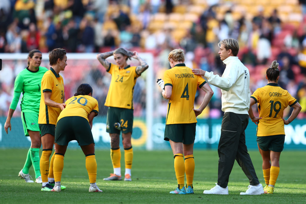 Matildas coach Tony Gustavsson after the International Women's Friendly match between the Australia Matildas and Canada at Suncorp Stadium on September 03, 2022 in Brisbane, Australia. (Photo by Chris Hyde/Getty Images)