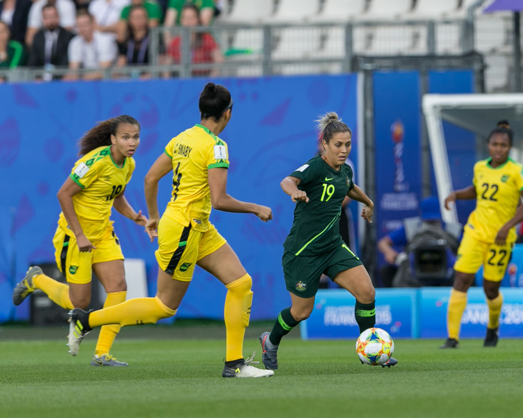 Katrina Gorry #19 of the Australian National Team dribbles at midfield during a game between Jamaica and Australia at Stade des Alpes on June 18, 2019 in Grenoble, France. (Photo by Andrew Katsampes/ISI Photos/Getty Images) Katrina Gorry #19 of the Australian National Team dribbles at midfield during a game between Jamaica and Australia at Stade des Alpes on June 18, 2019 in Grenoble, France. (Photo by Andrew Katsampes/ISI Photos/Getty Images)