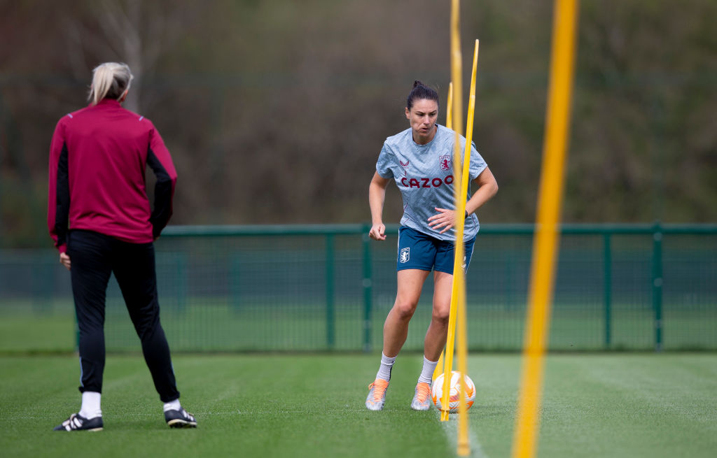  Emily Glelnik of Aston Villa in action during a training session at Bodymoor Heath training ground on September 13, 2022 in Birmingham, England. (Photo by Neville Williams/Aston Villa FC via Getty Images)