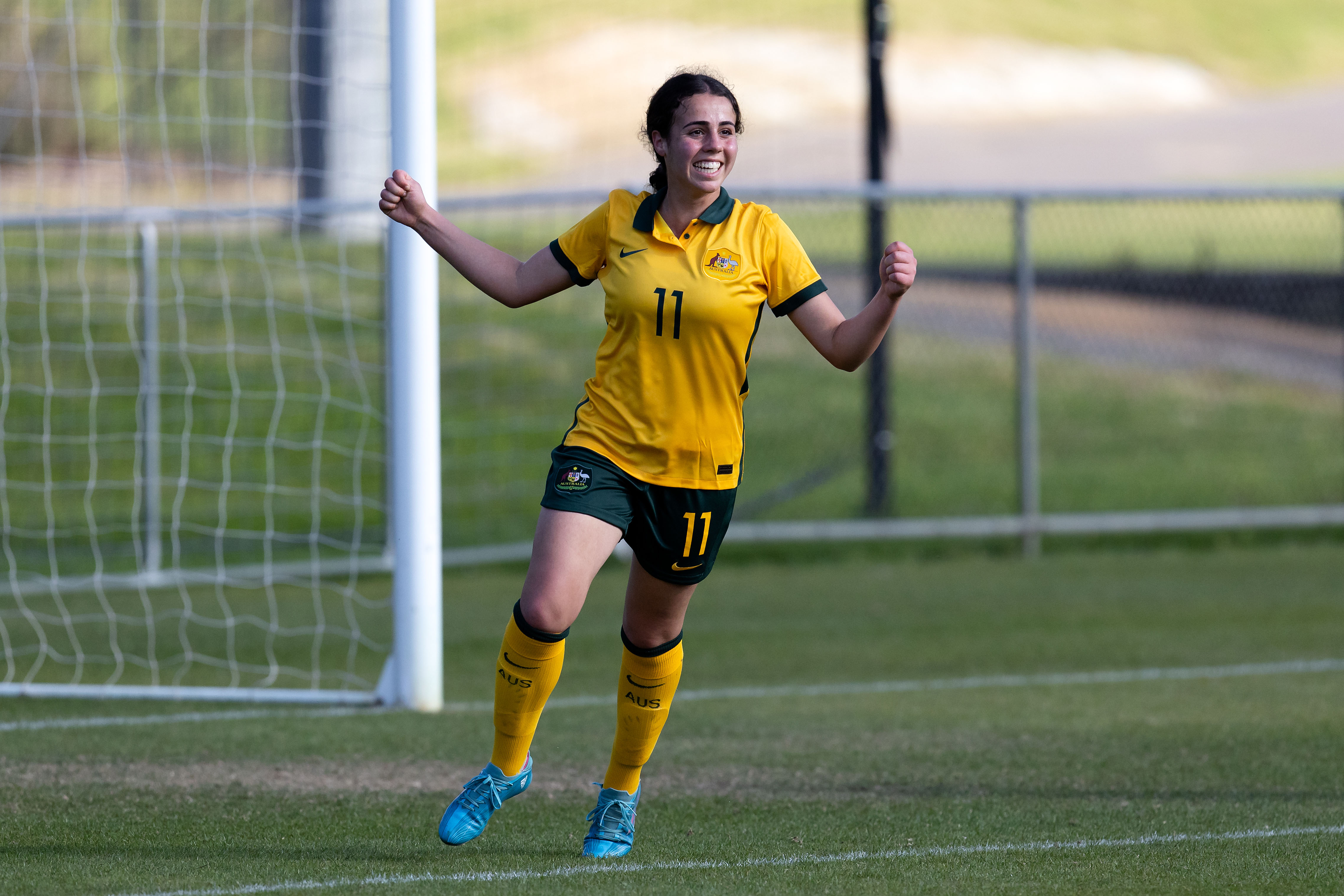 Anika Stajcic celebrating a goal for the CommBank Young Matildas against Soloman Islands during the 2022 Pacific Four Nations Tournament. (Photo: PacificAus Sports) Anika Stajcic celebrating a goal for the CommBank Young Matildas against Soloman Islands during the 2022 Pacific Four Nations Tournament. (Photo: PacificAus Sports)