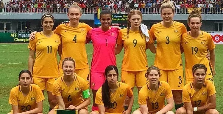 Clare Hunt (#4) representing Australia at the 2016 AFF Women's Championship in Mandalay, Myanmar.