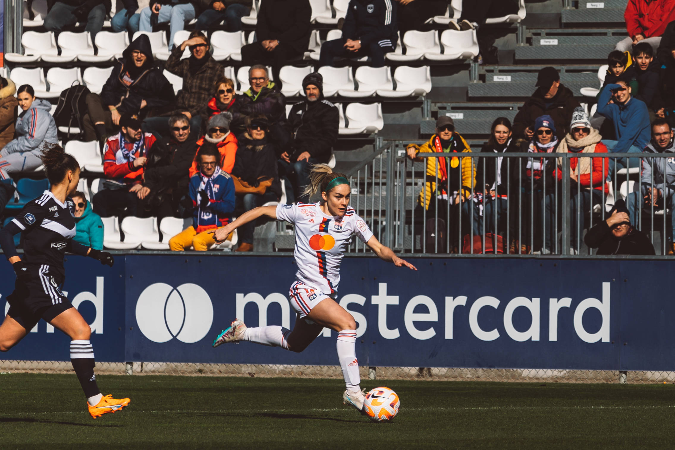 Ellie Carpenter (12) from OL in action during D1 Arkema game between Olympique Lyonnais and Bordeaux at Groupama Stadium OL Training Center in DÃ cines-Charpieu, France. (Pauline FIGUET / SPP)