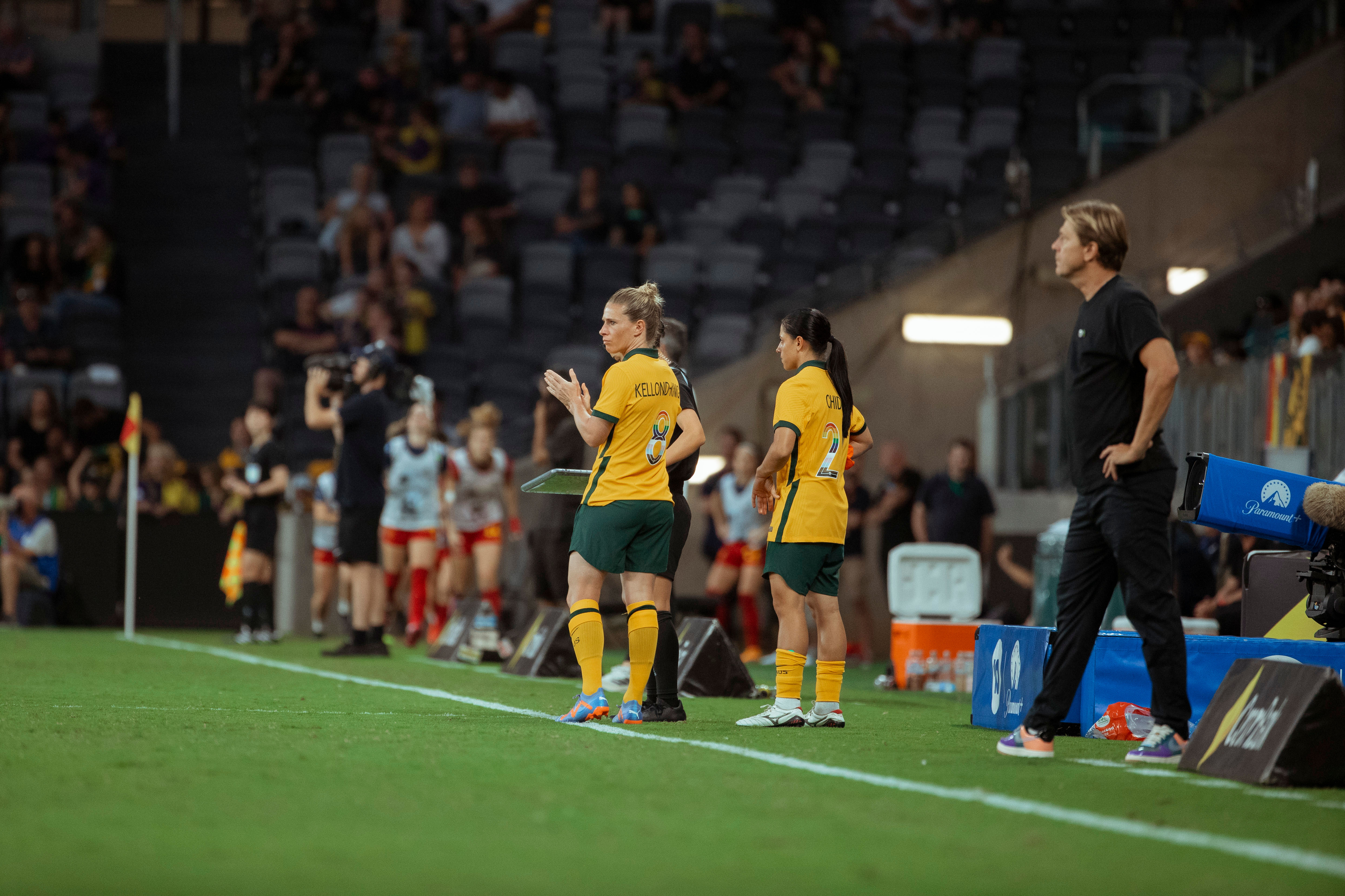 Elise Kellond-Knight coming off the bench for Australia against Spain at CommBank Stadium during the Cup of Nations. (Photo: Tiffany Williams/Football Australia) Elise Kellond-Knight coming off the bench for Australia against Spain at CommBank Stadium during the Cup of Nations. (Photo: Tiffany Williams/Football Australia)