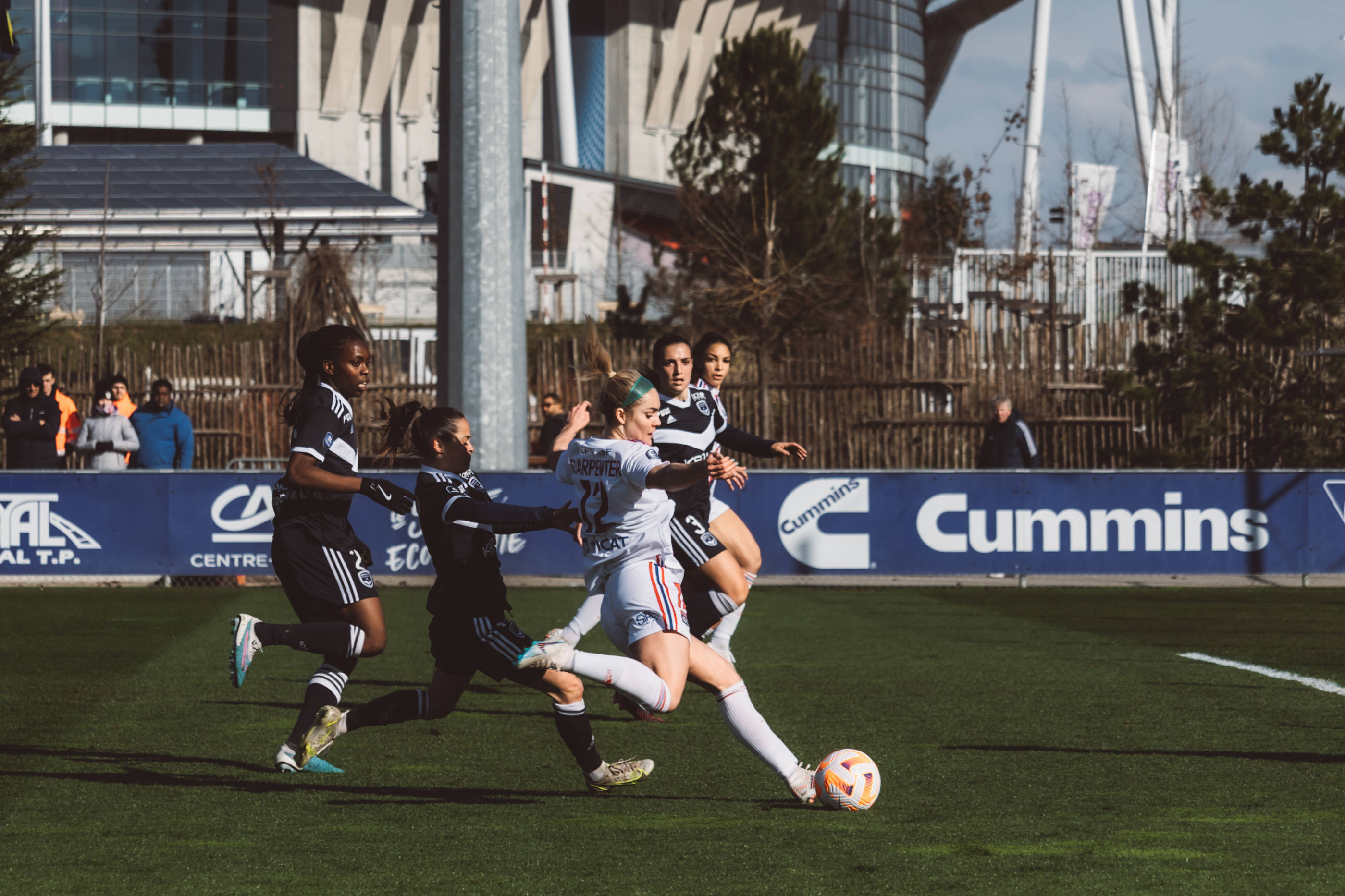 Ellie Carpenter (12) from OL in action during D1 Arkema game between Olympique Lyonnais and Bordeaux at Groupama Stadium OL Training Center in DÃ cines-Charpieu, France. (Pauline FIGUET / SPP)