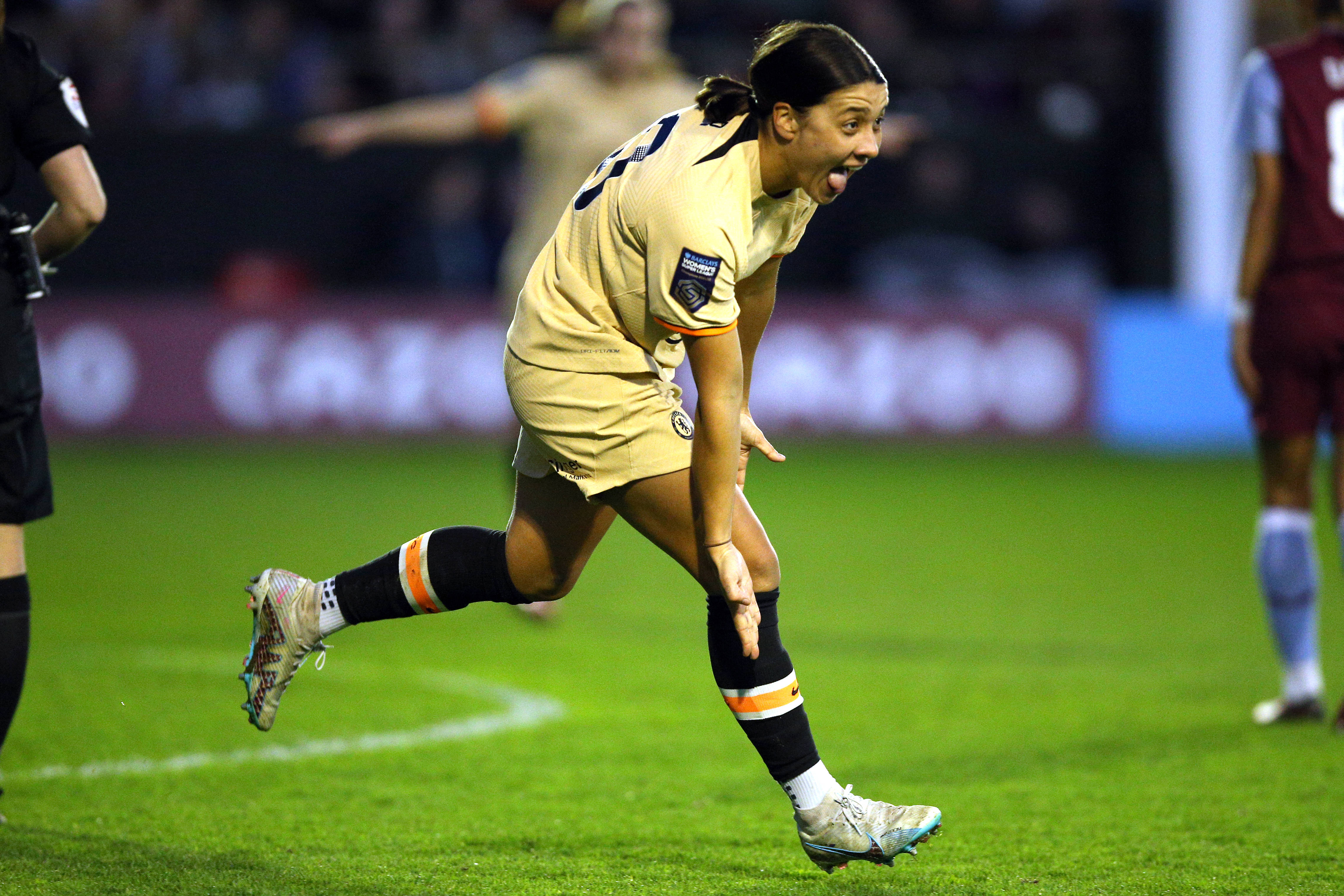 Sam Kerr celebrates scoring their side s third goal of the game during the Barclays Women s Super League match at Poundland Bescot Stadium, Walsall Sam Kerr celebrates scoring their side s third goal of the game during the Barclays Women s Super League match at Poundland Bescot Stadium, Walsall