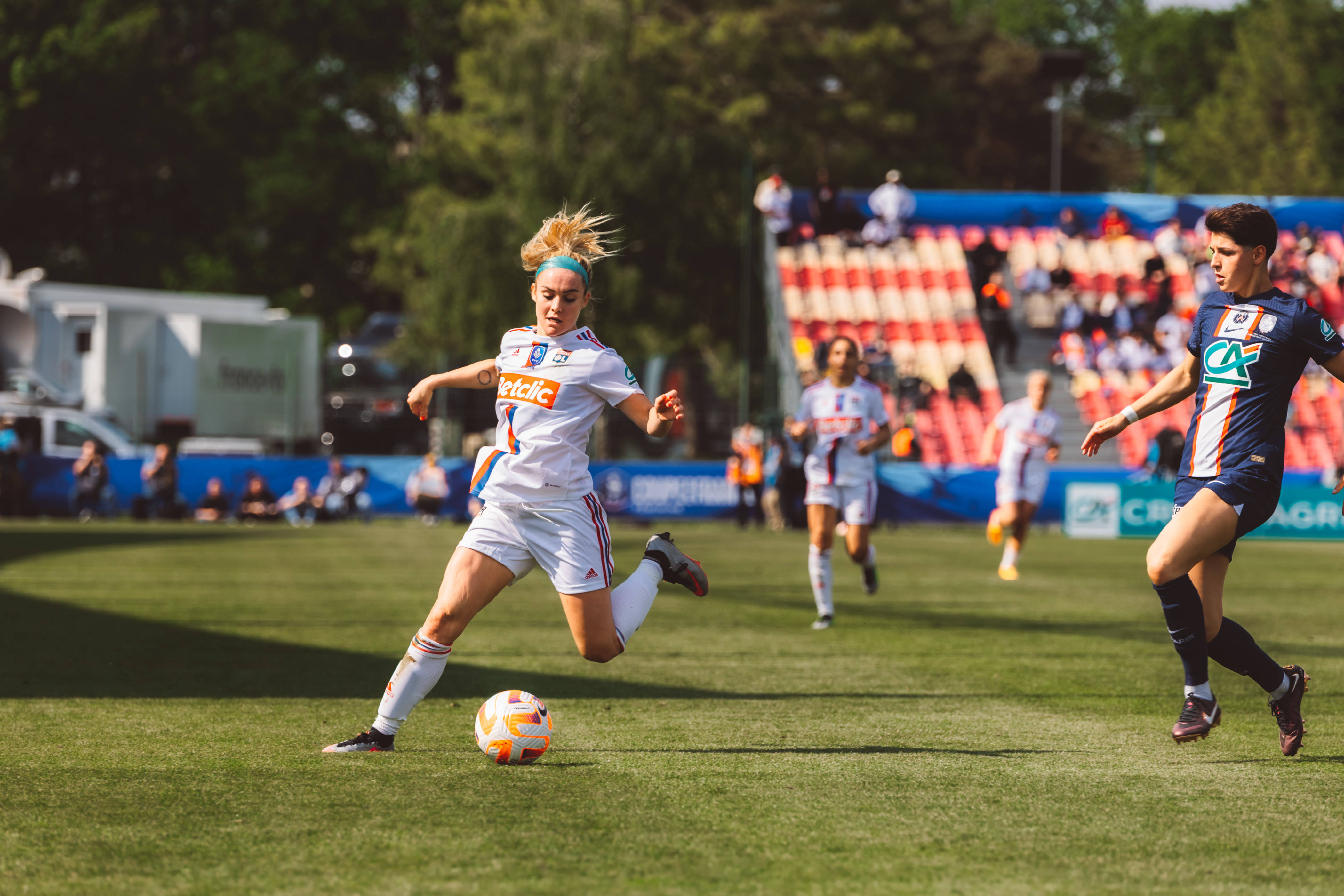 Ellie Carpenter (12) from OL in action during the coupe de france final between Olympique Lyonnais and Paris Saint Germain at the Stade de la source in Orleans, France. (Pauline FIGUET / SPP)
