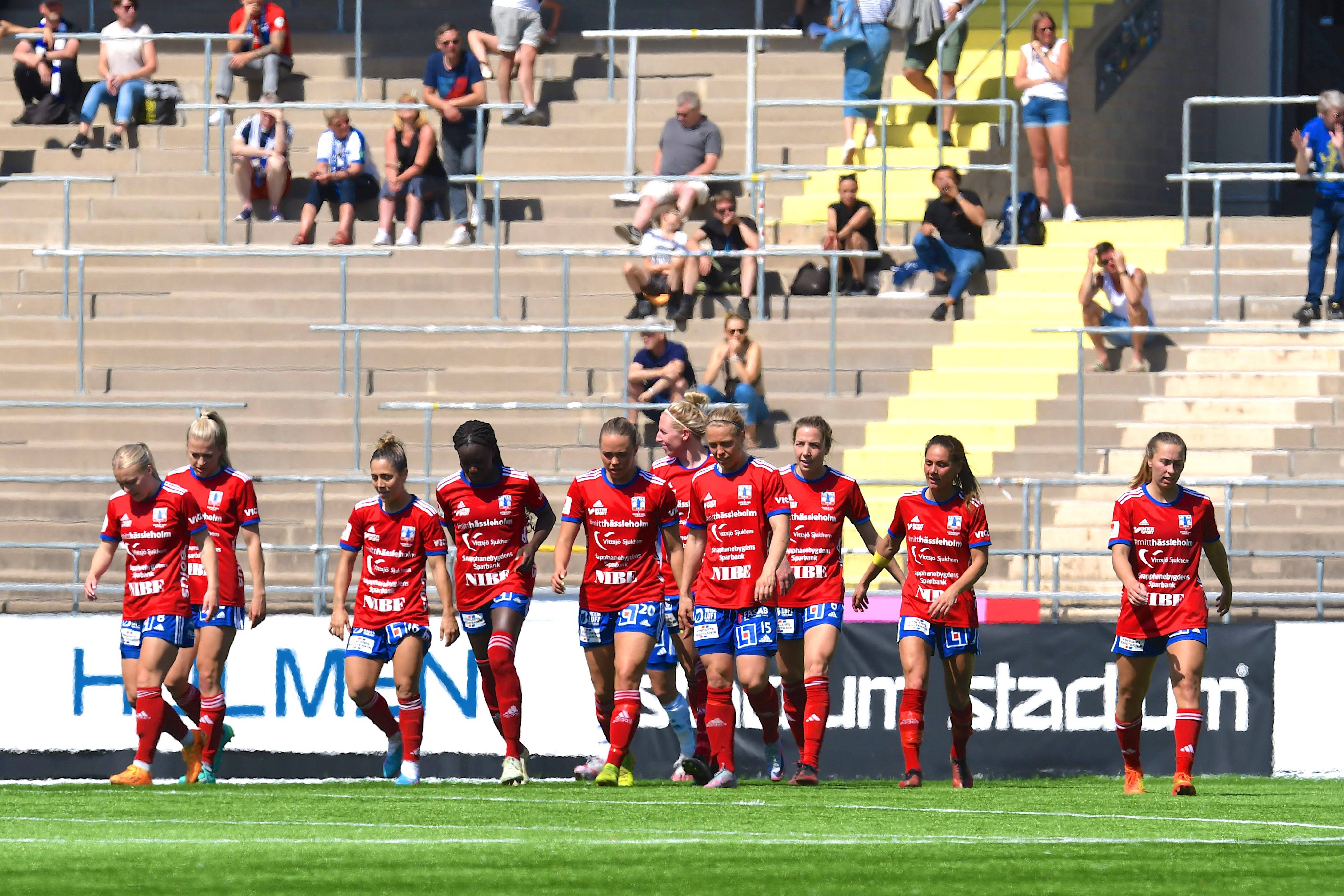 Vittsjo celebrates goal during the game in the Swedish League OBOS Damallsvenskan on May 21st 2023 between IFK Norrkoping and Vittsjo GIK at Platinumcars Arena in Norrkoping, Sweden (Peter Sonander/SPP)