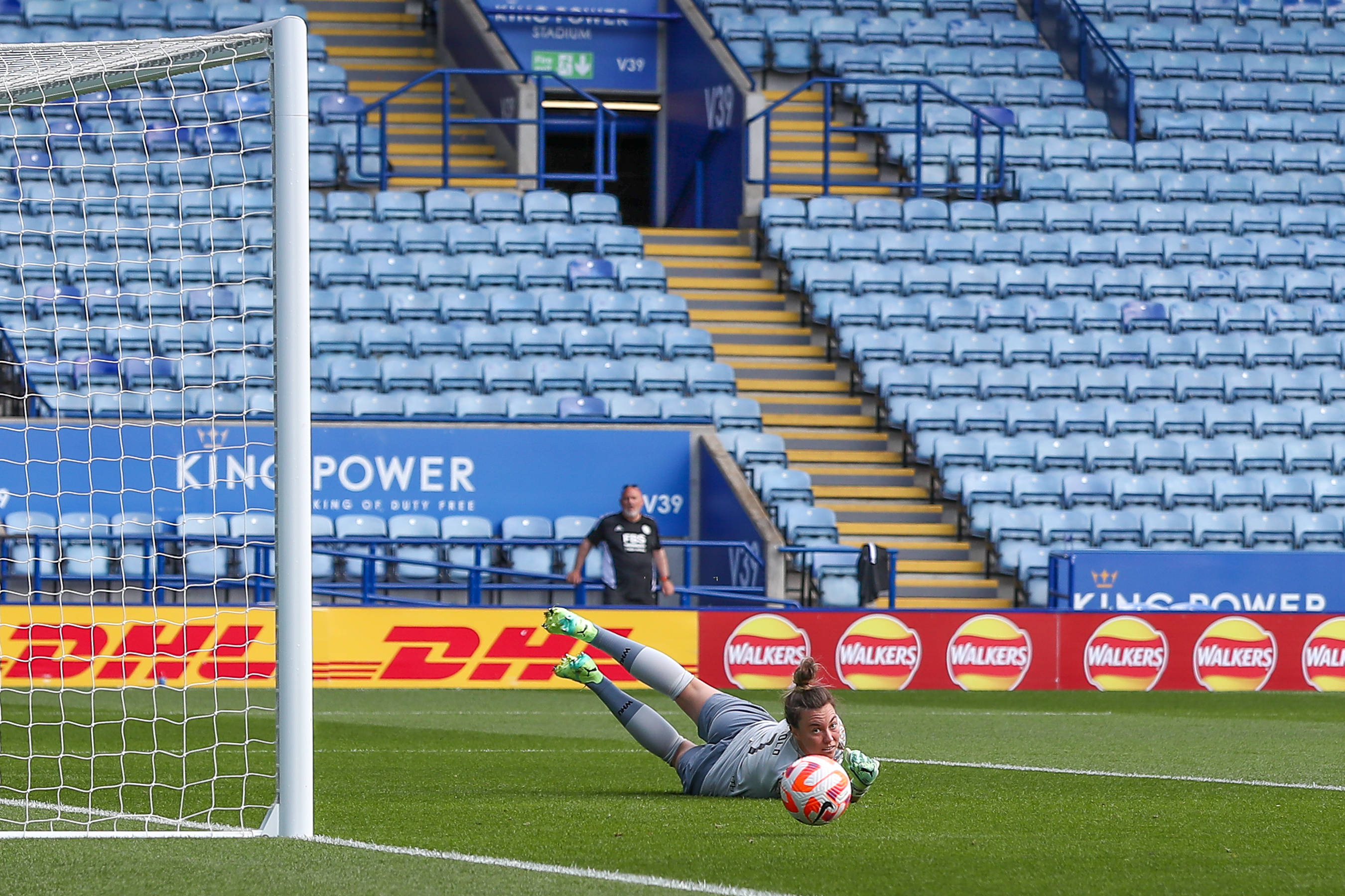 Mackenzie Arnold (1) of West Ham United saves a shot during the FA Women s Super League match between Leicester CIty Women and West Ham United Women at the King Power Stadium, Leicester, England