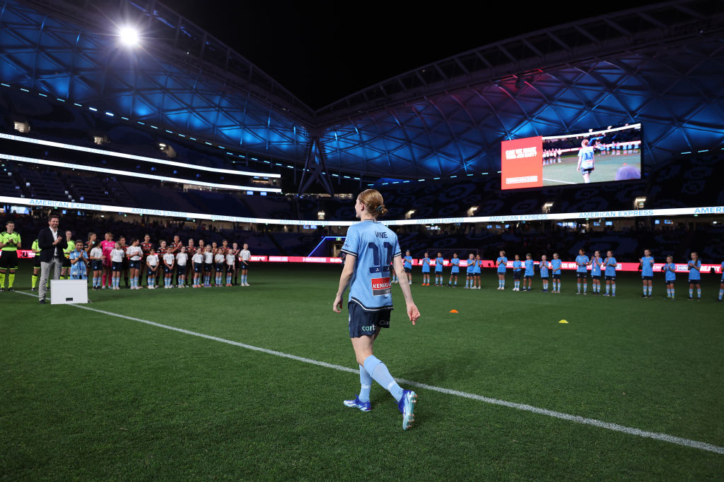 Cortnee Vine of Sydney FC walks out to be recognized for the Matildas performance during the recent Women's World Cup during the round one A-League Women match between Sydney FC and Western Sydney Wanderers at Allianz Stadium on October 14, 2023 in Sydney, Australia. (Photo by Mark Metcalfe/Getty Images)