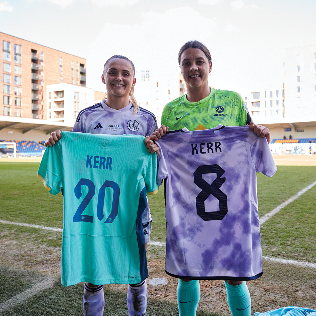 Sam Kerr swaps her jersey with Scotland's Sam Kerr.