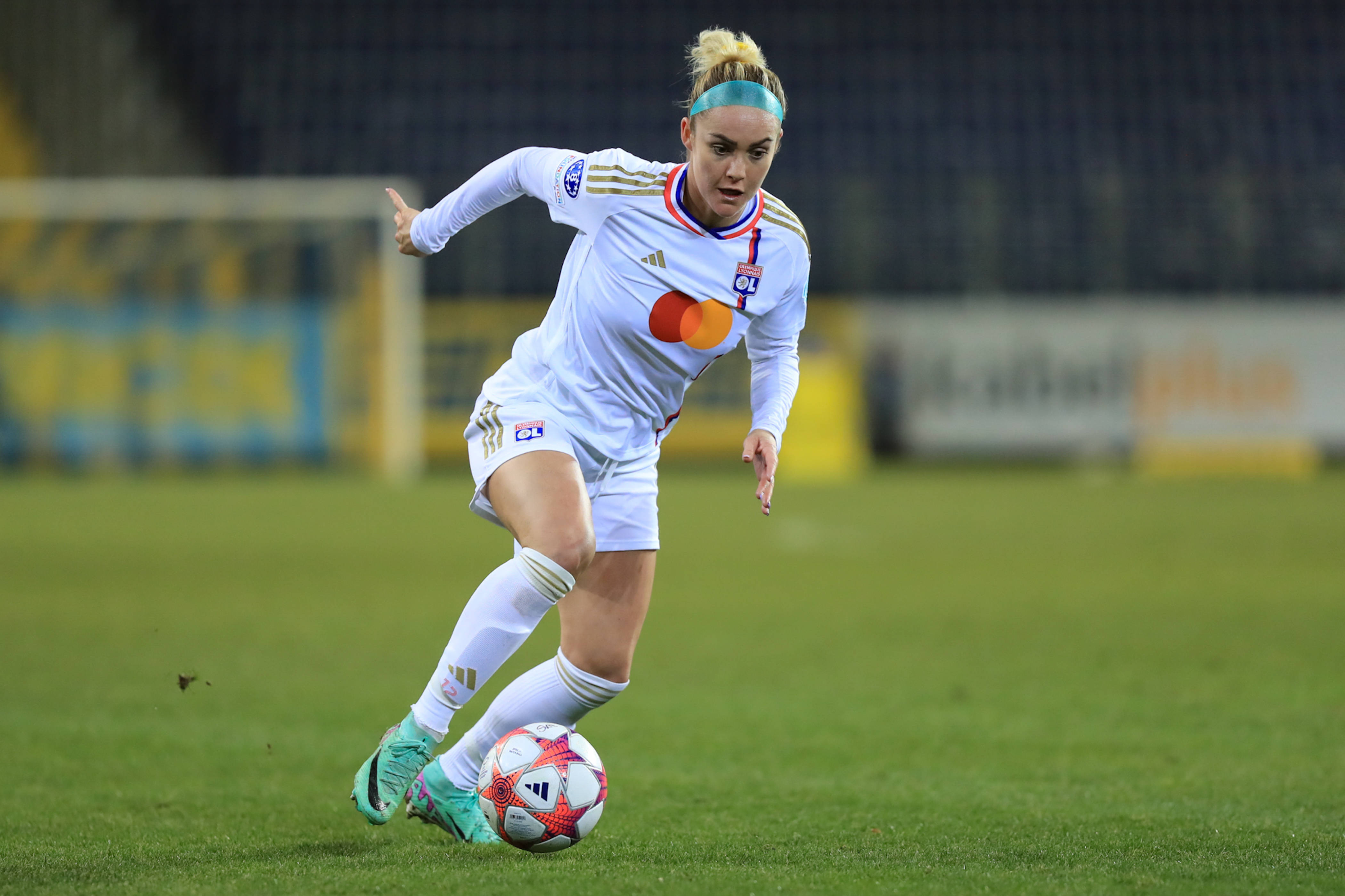 Ellie Carpenter (12 Olympique Lyonnais) in action during the UEFA Womens Champions League match St Polten vs Olympique Lyon at NV Arena St Polten (Tom Seiss/ SPP)
