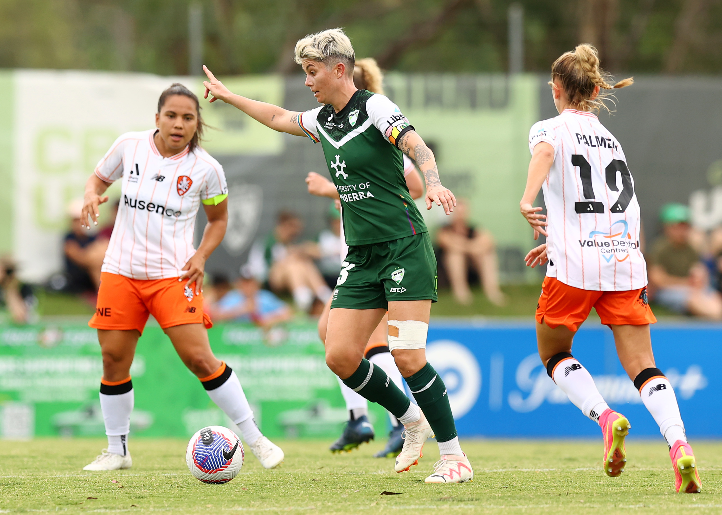 Michelle Heyman of Canberra United in action during the A-League Women round seven match between Canberra United and Brisbane Roar at McKellar Park, on December 10, 2023, in Canberra, Australia. (Photo by Mark Nolan/Getty Images)