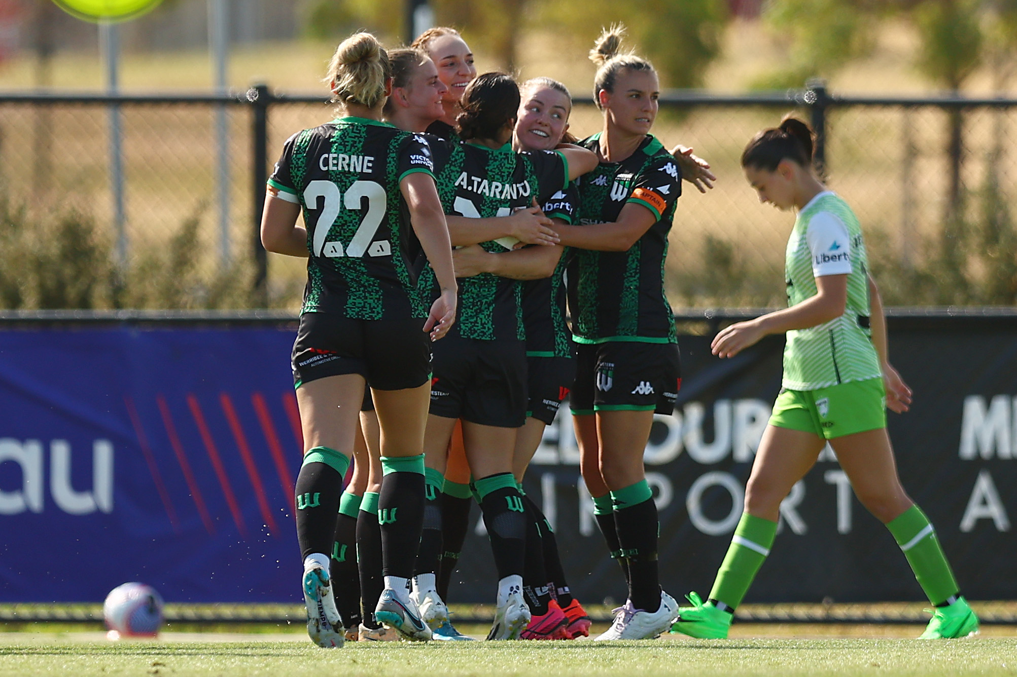 Hannah Keane of Western United celebrates a goal during the A-League Women round 18 match between Western United and Canberra United at City Vista Recreation Park on March 01, 2024 in Melbourne, Australia. (Photo by Graham Denholm/Getty Images)
