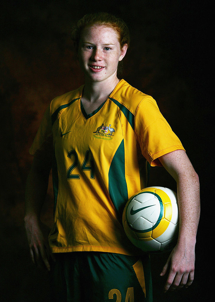 Clare Polkinghorne of the Australian Matildas Football team poses during the Matildas photo call held at the Novotel Pacific Bay Resort April 6, 2007 in Coffs Harbour, Australia (Photo by Robert Cianflone/Getty Images)