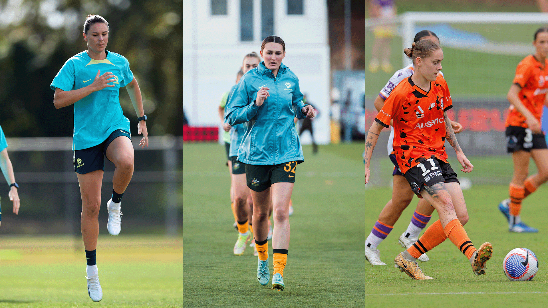 Emily Gielnik (Melbourne Victory FC), defender Winonah Heatley (FC Nordsjælland) and winger Sharn Freier
