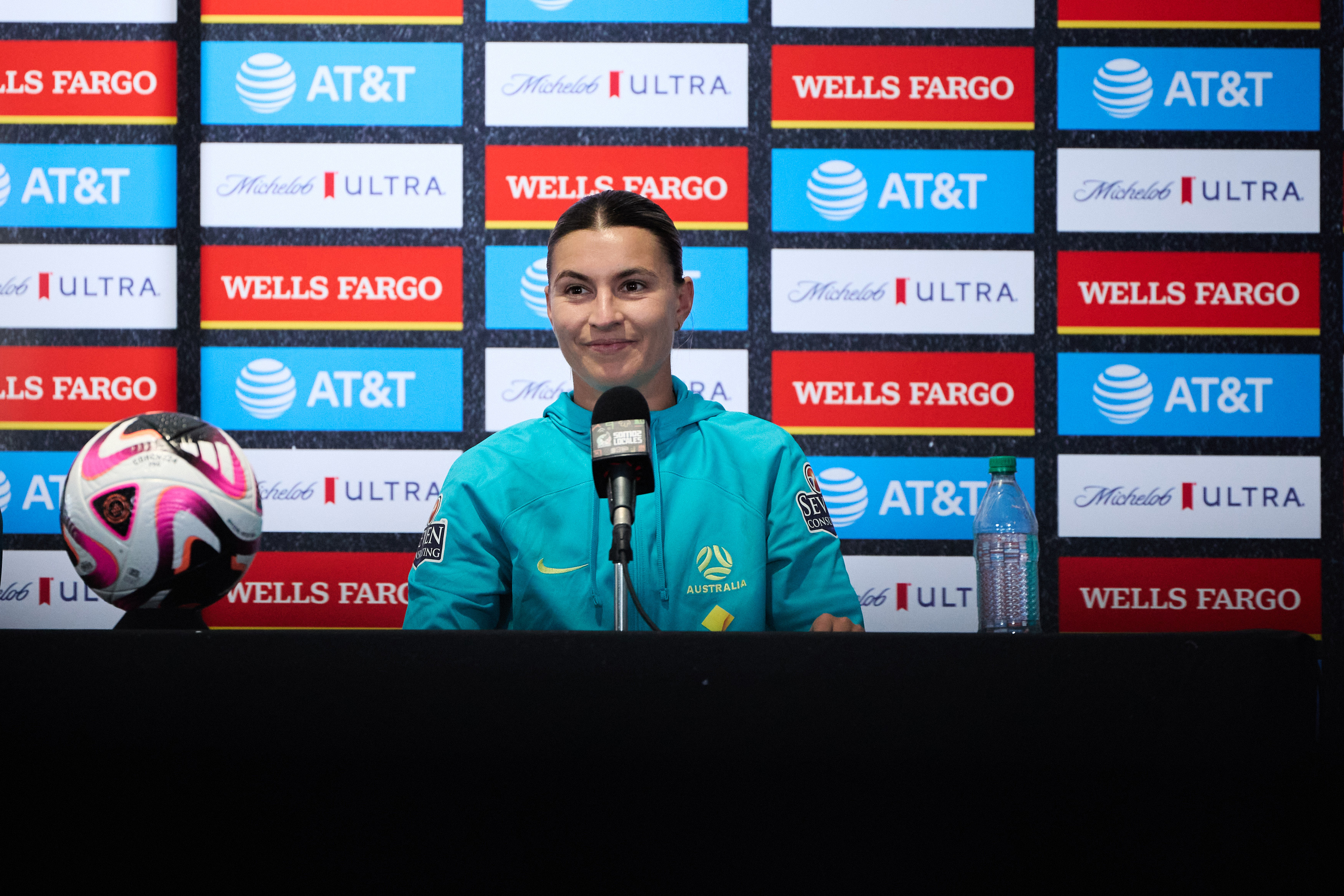 Steph Catley during today's MD-1 Press Conference in San Antonio, Texas. (Photo: Rachel Bach/By The White Line)
