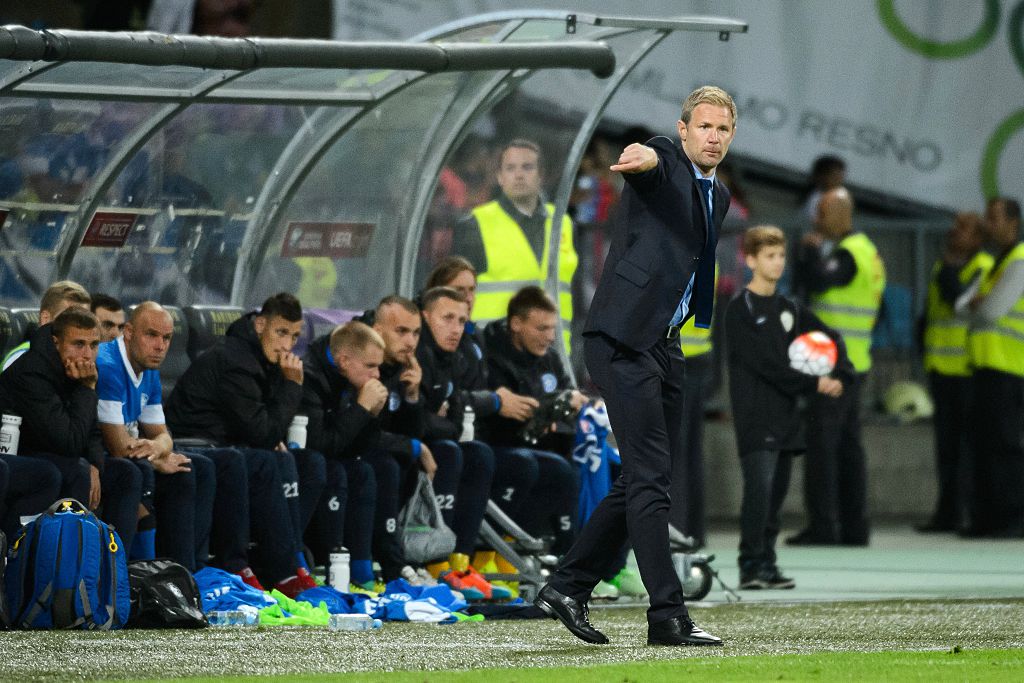 Magnus Pehrsson reacts during the Euro 2016 qualifying football match between Slovenia and Estonia at the Ljudski vrt stadium in Maribor on September 8, 2015. Slovenia defeated Estonia 1-0. AFP PHOTO / JURE MAKOVEC (Photo credit should read Jure Makovec/AFP via Getty Images)
