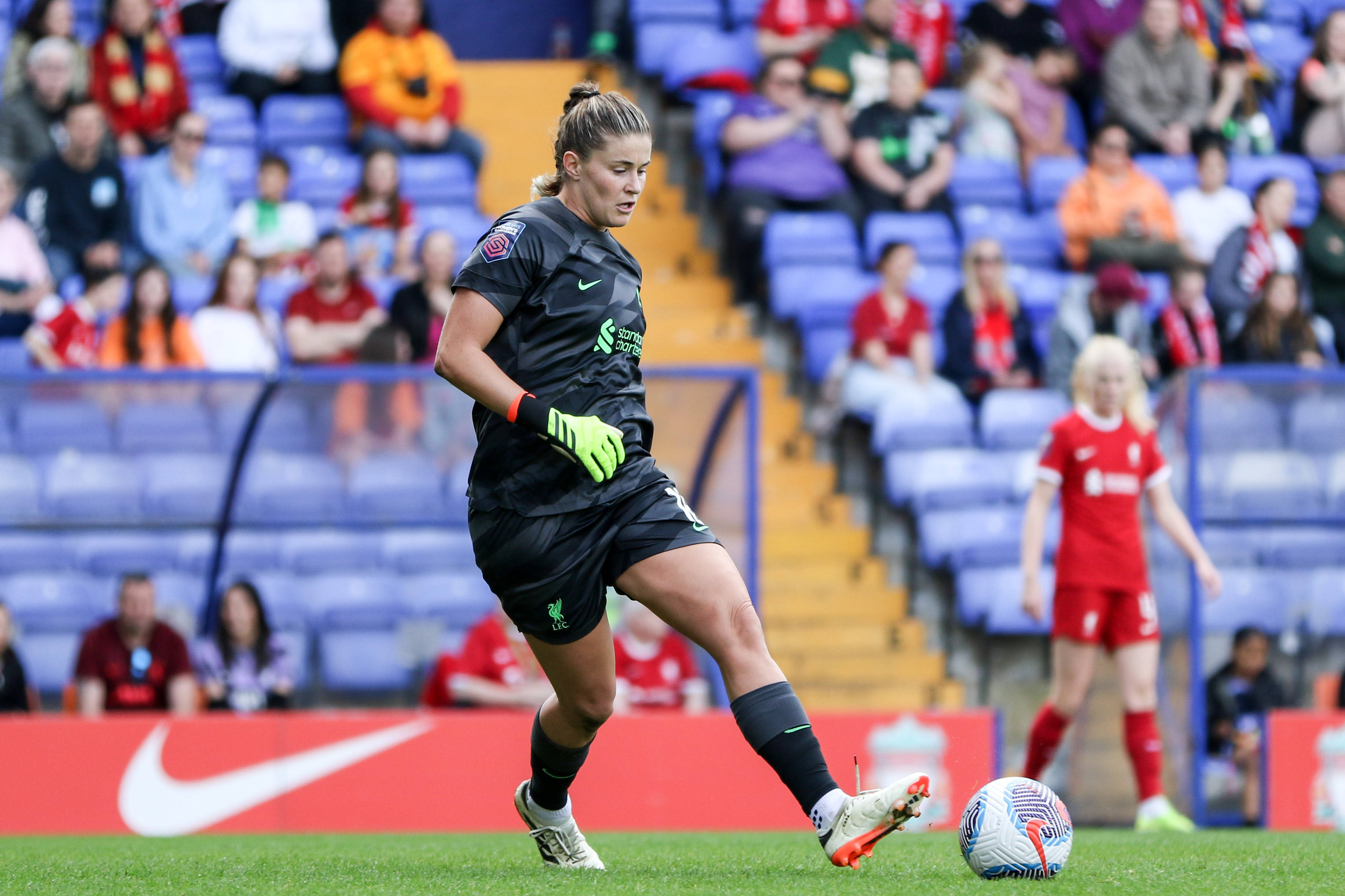 Teagan Micah (16 Liverpool) during the Barclays FA Womens Super League match between Liverpool and Manchester United, ManU at Prenton Park in Birkenhead, England on May 5th 2024. (Sean Chandler / SPP)