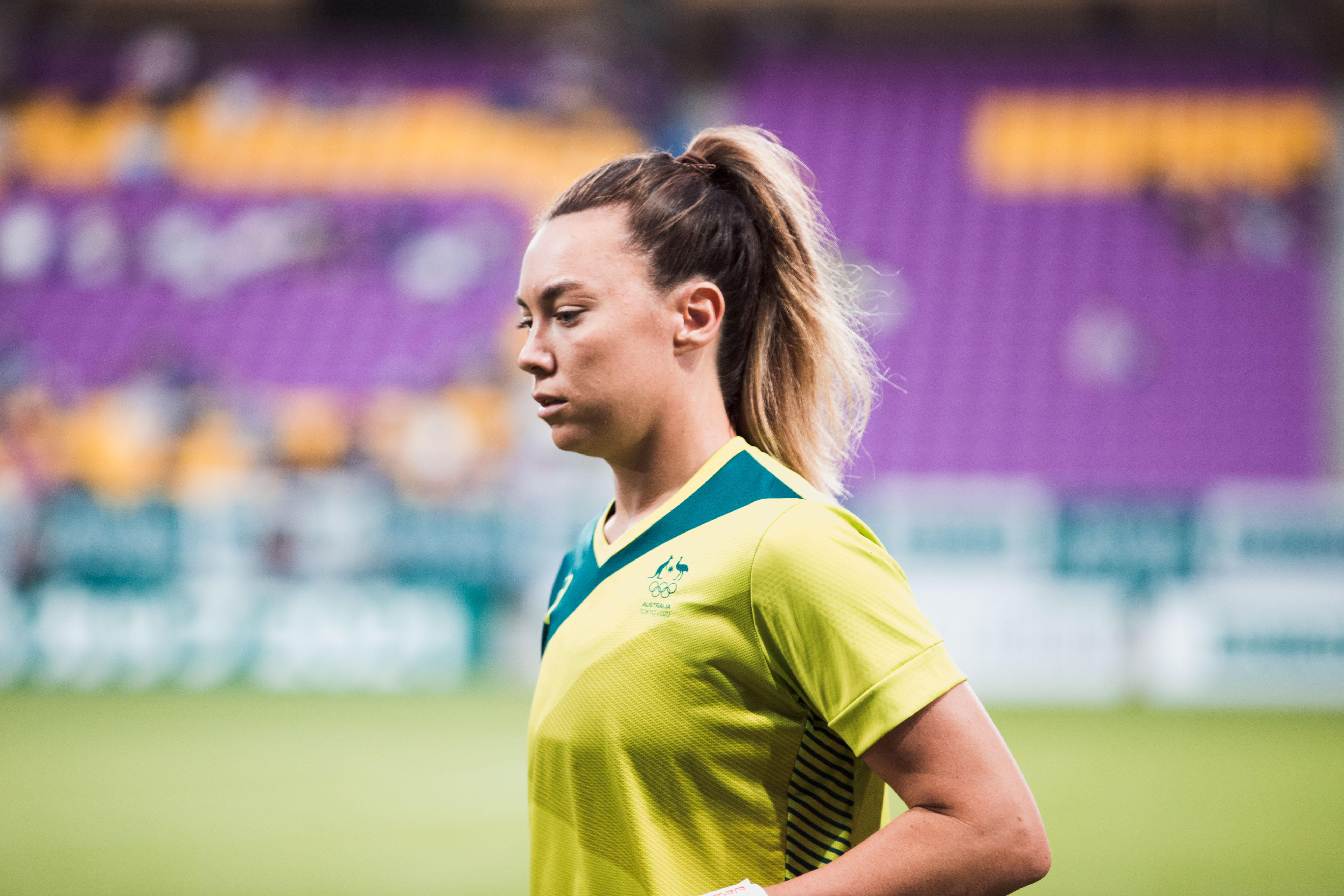 Mackenzie Arnold during Australia's pre-Olympic game against Japan in 2021. (Photo: Ann Odong/Football Australia)