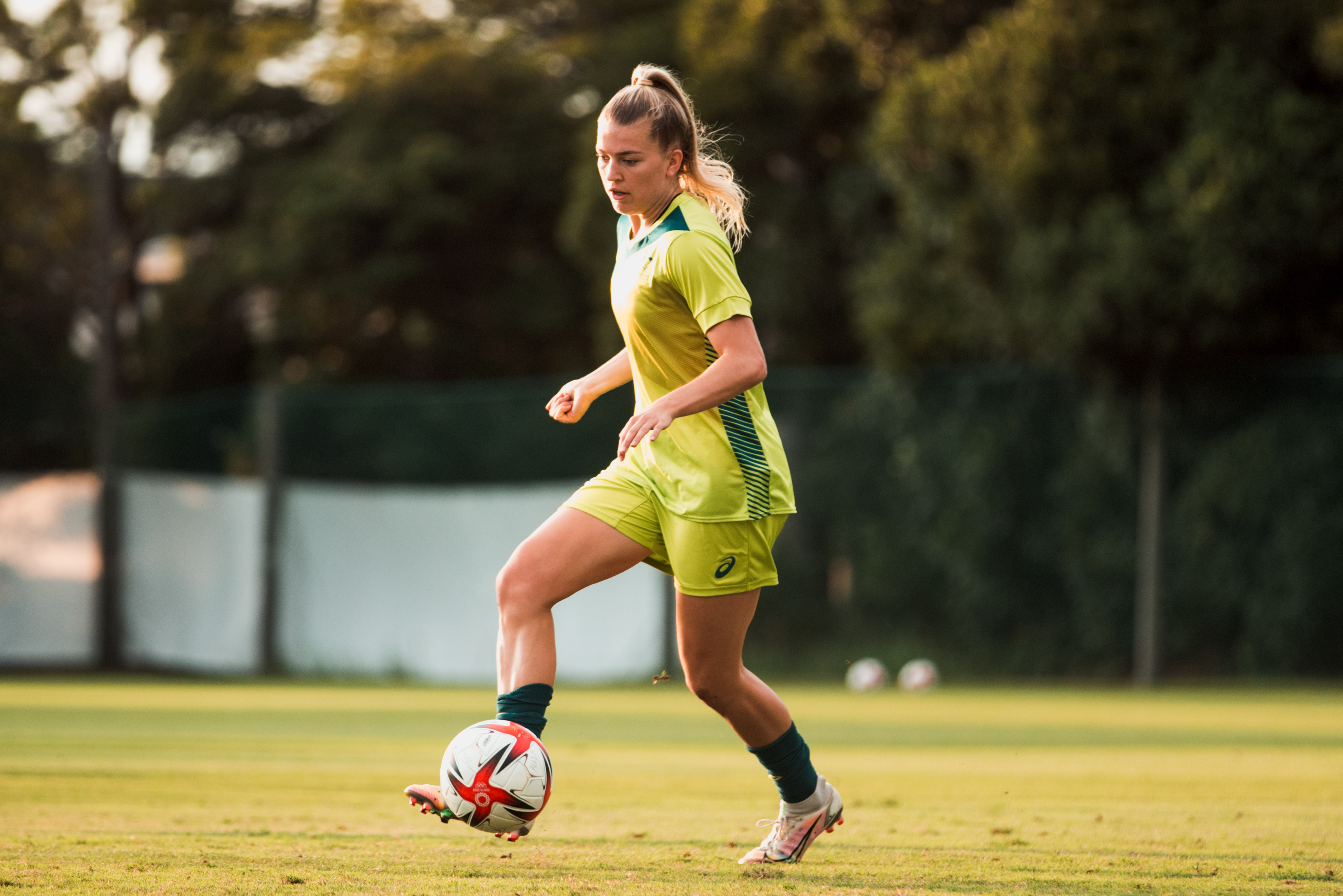 Charli Grant during training at the Tokyo Olympics. (Photo: Ann Odong/Football Australia)