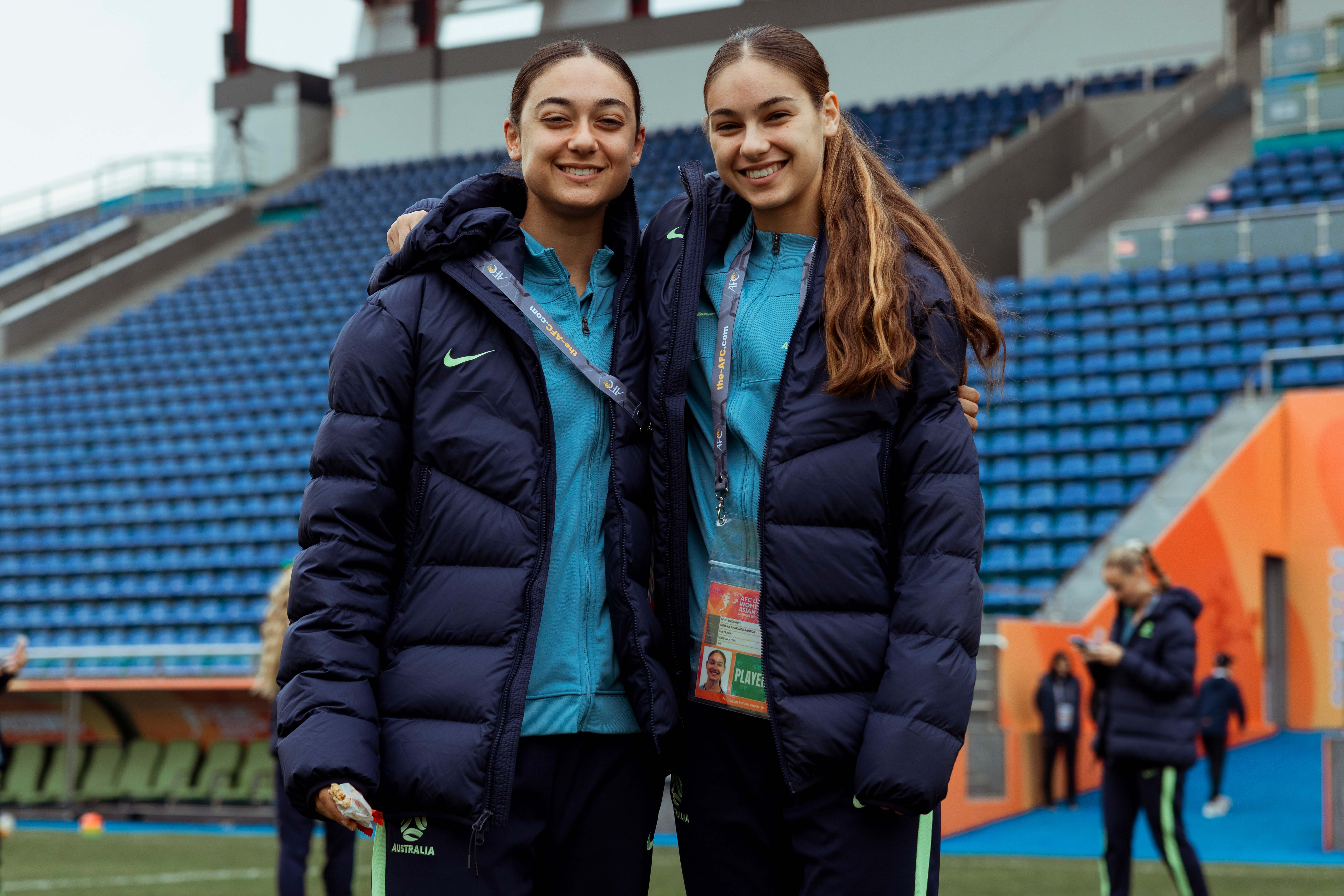 Jynaya Dos Santos and Indiana Dos Santos during the AFC U20 Women’s Asian Cup Uzbekistan 2024™. (Photo: Tiffany Williams/Football Australia)
