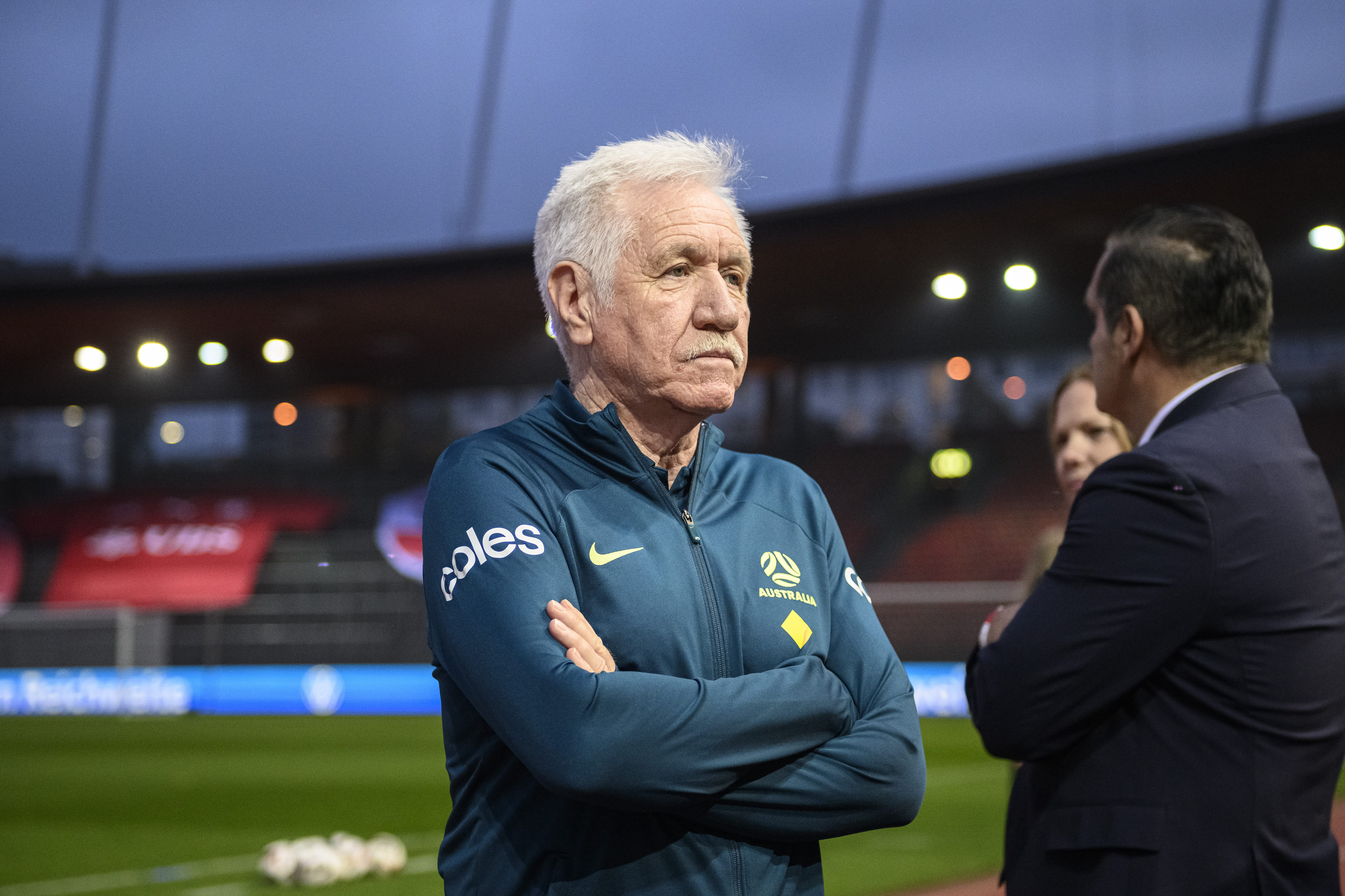 Tom Sermanni coaches the CommBank Matildas v Switzerland 26 October 2024 - Marcio Marcado