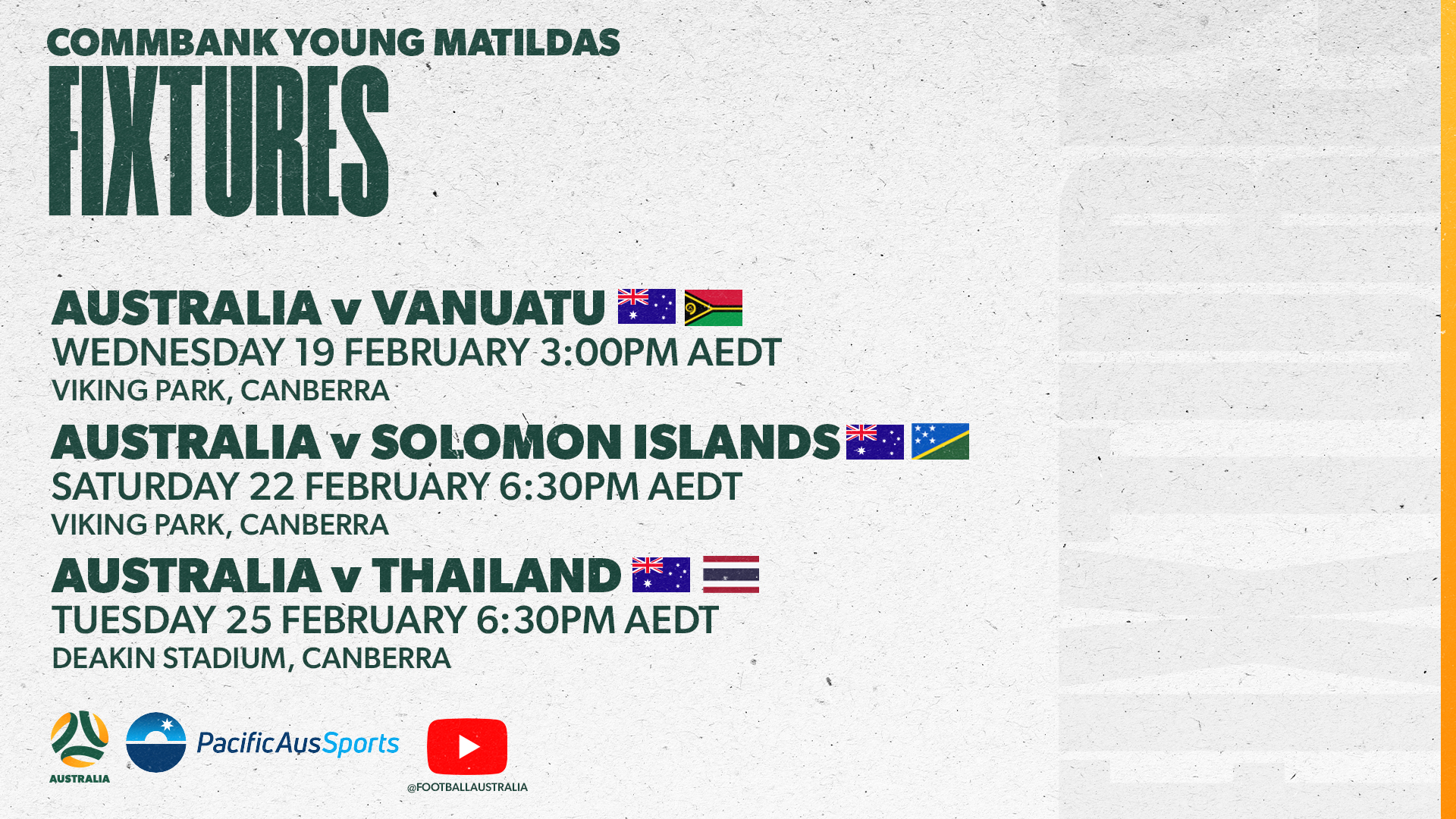 CommBank Young Matildas fixtures
