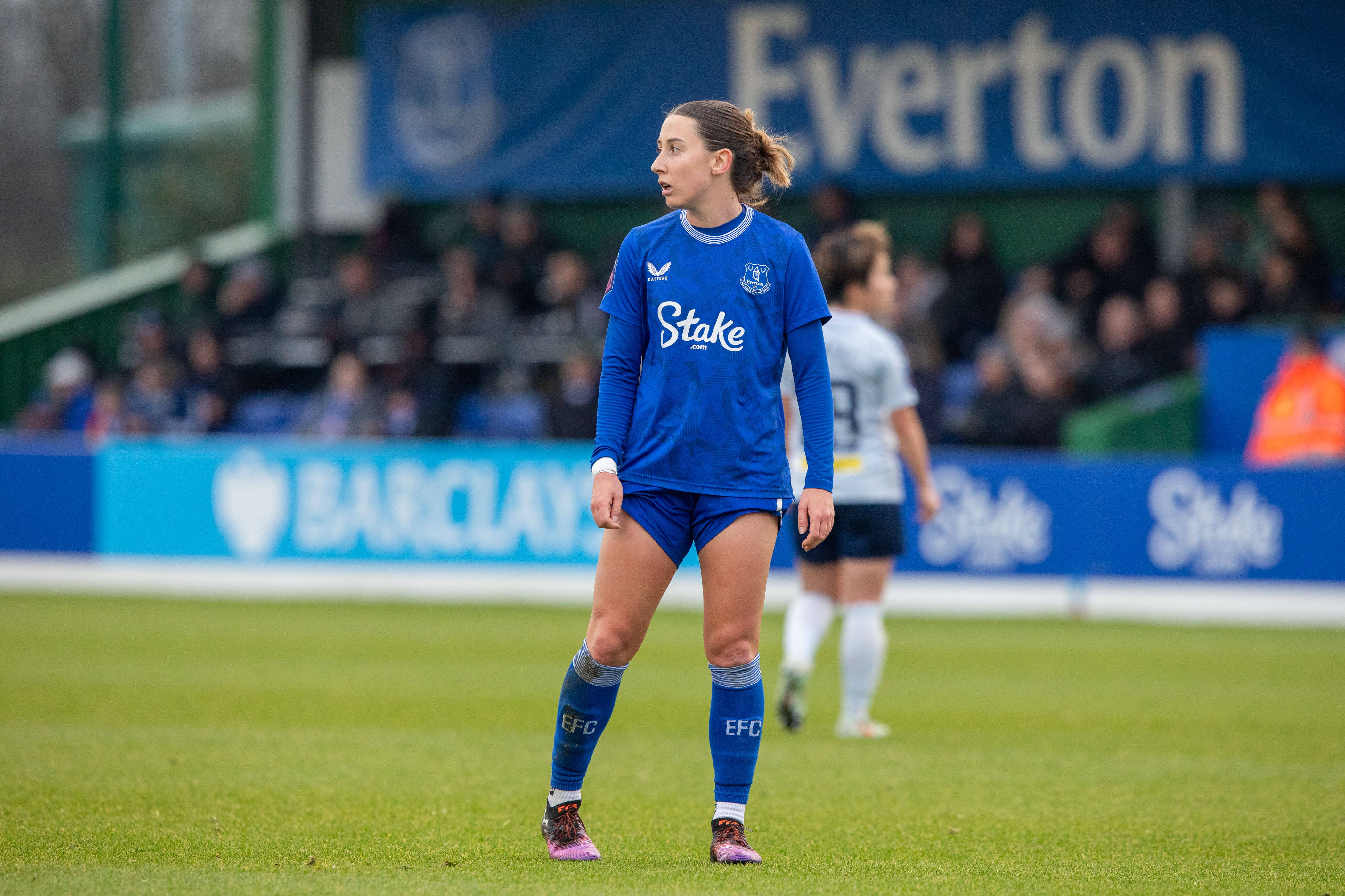 Clare Wheeler (7 Everton). Everton v Leicester City, WSL, Walton Hall Park, Liverpool, England. (Sean Walsh SPP