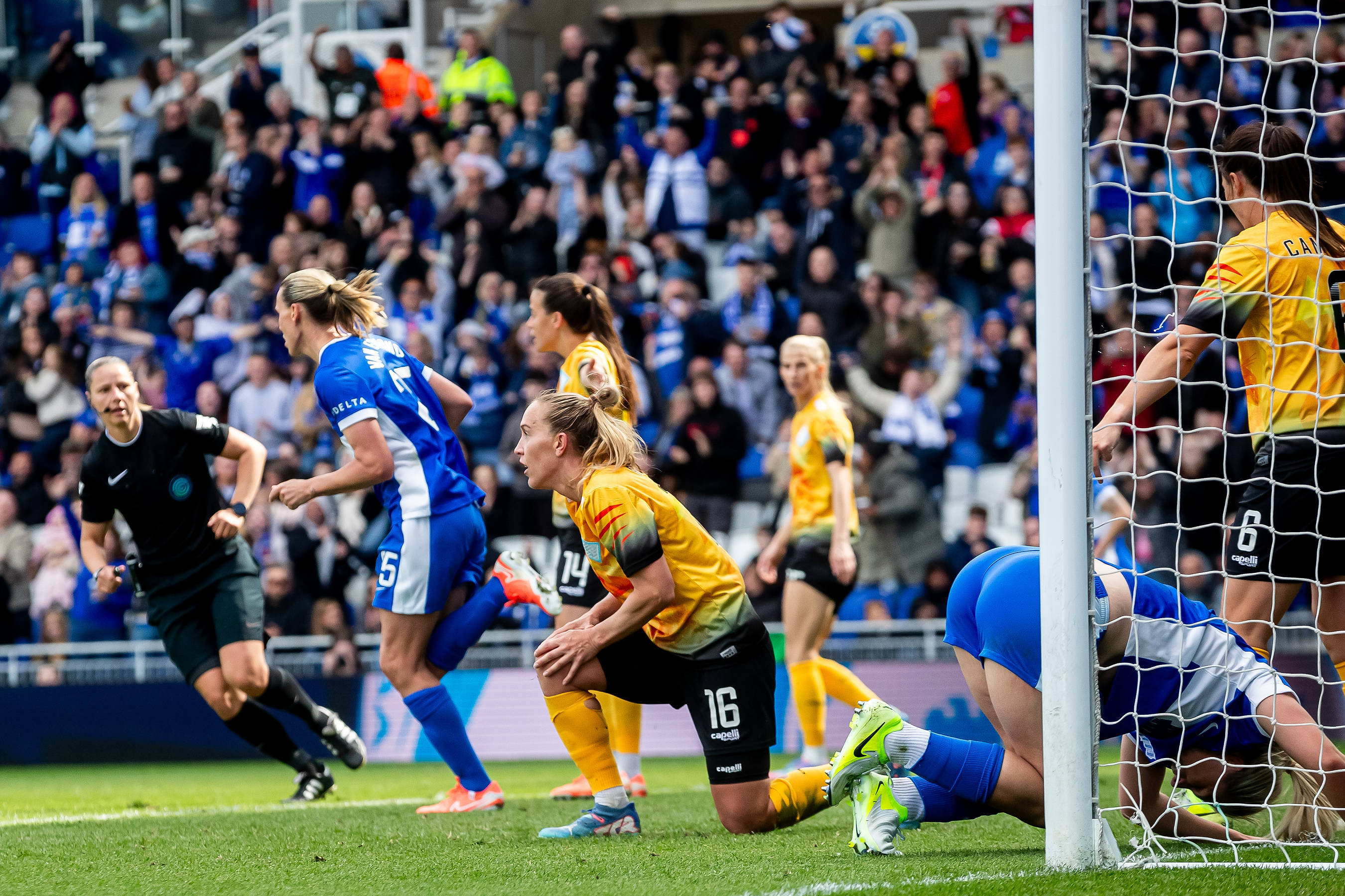 Emily Van Egmond (25) collects ball from net after scoring during the Women s Championship match between Birmingham City Women and London City Lionesses at the St Andrew s Stadium, Birmingham, England