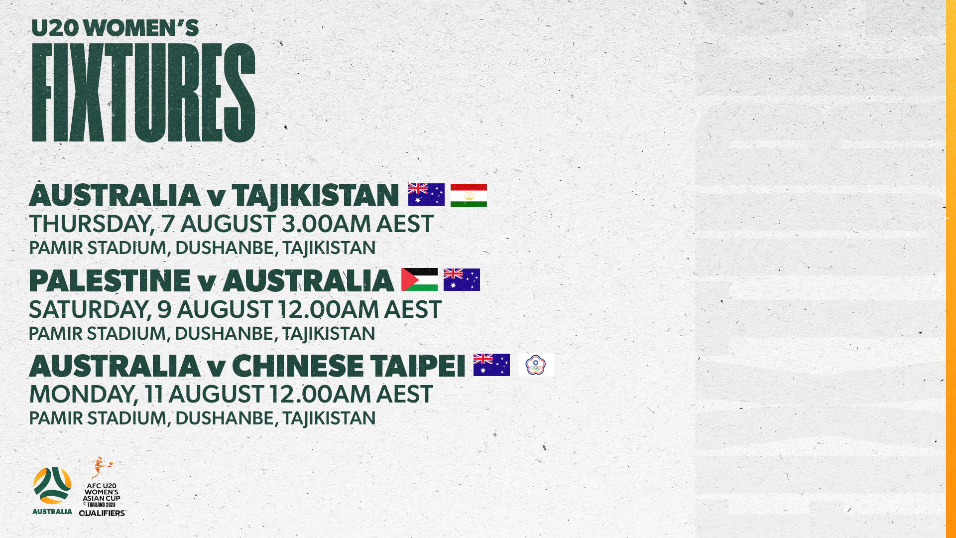 CommBank Young Matildas squad confirmed for the AFC U-20 Womens Asian Cup Qualifiers