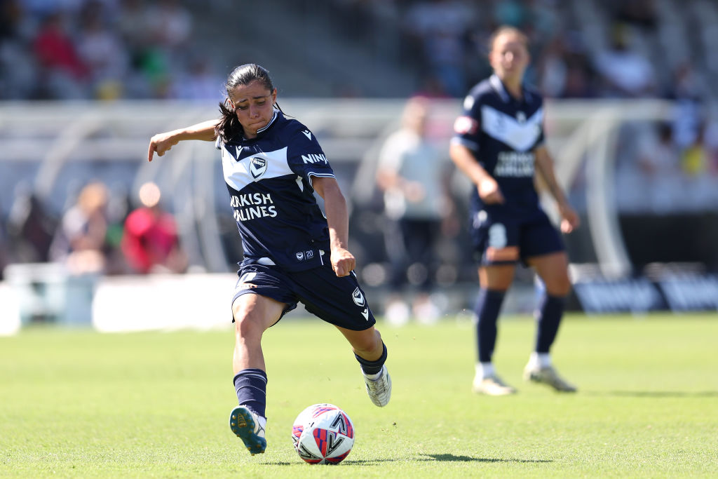 SYDNEY, AUSTRALIA - NOVEMBER 23: Alexandra Carla Chidiac of the Victory during the round four A-League Women's match between Central Coast Mariners and Melbourne Victory at Netstrata Jubilee Stadium, on November 23, 2024, in Sydney, Australia. (Photo by Brendon Thorne/Getty Images)