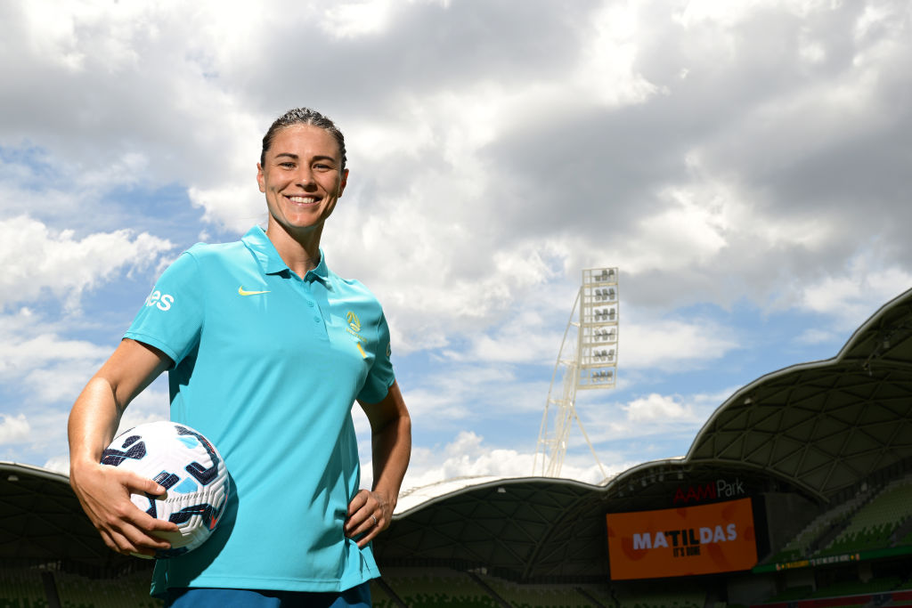 MELBOURNE, AUSTRALIA - DECEMBER 03: Emily Gielnik of the Matildas poses during a Matildas training session at AAMI Park on December 03, 2024 in Melbourne, Australia. (Photo by Quinn Rooney/Getty Images)