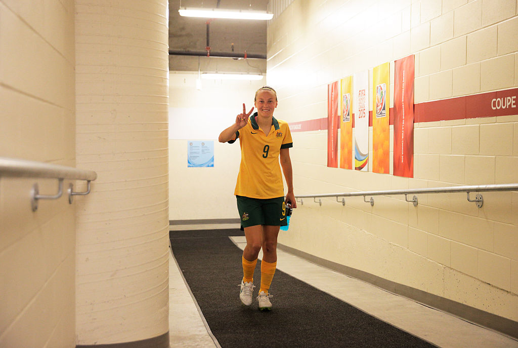 WINNIPEG, MB - JUNE 12: Caitlin Foord of Australia walks up the tunnel after the Group D match between Australia and Nigeria of the FIFA Women's World Cup 2015 at Winnipeg Stadium on June 12, 2015 in Winnipeg, Canada. (Photo by Adam Pretty - FIFA/FIFA via Getty Images)
