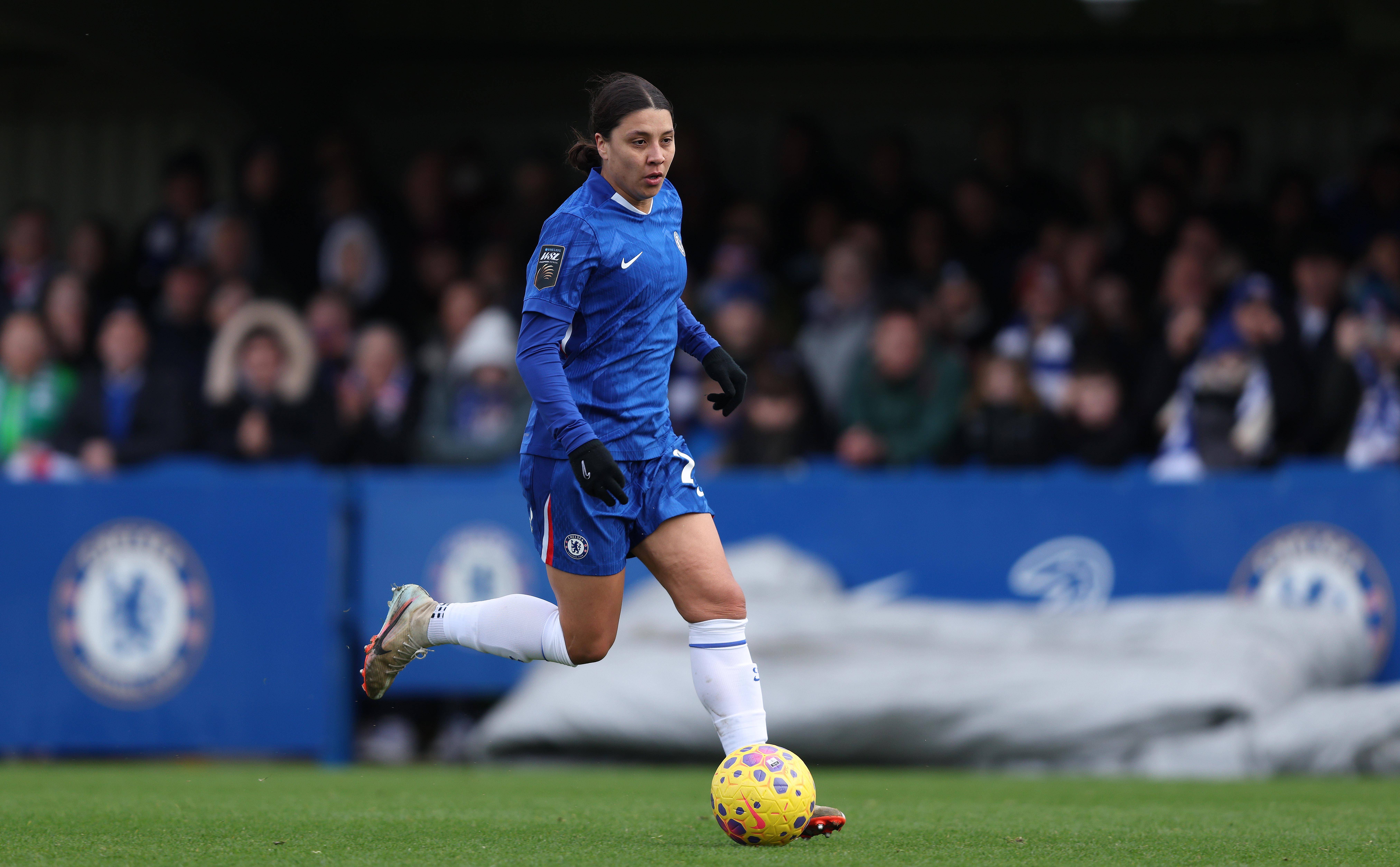Sam Kerr during Chelsea's match against Liverpool. (Photo: Daniel Weir / Crystal Pix via IMAGO)