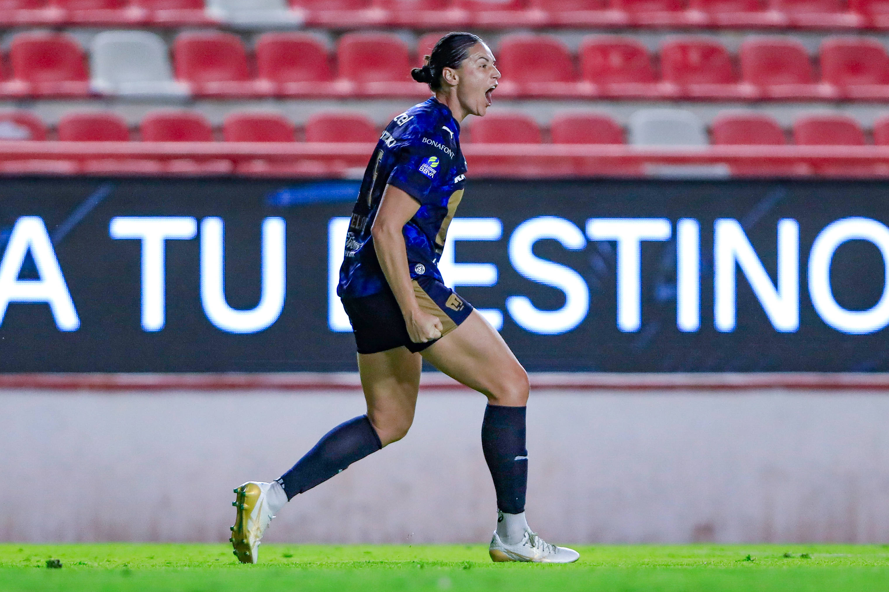 Emily Gielnik (No. 15) of Pumas UNAM during a Week 2 match of the 2026 Liga BBVA MX Women’s Apertura Tournament held at Estadio Victoria in Aguascalientes, Mexico