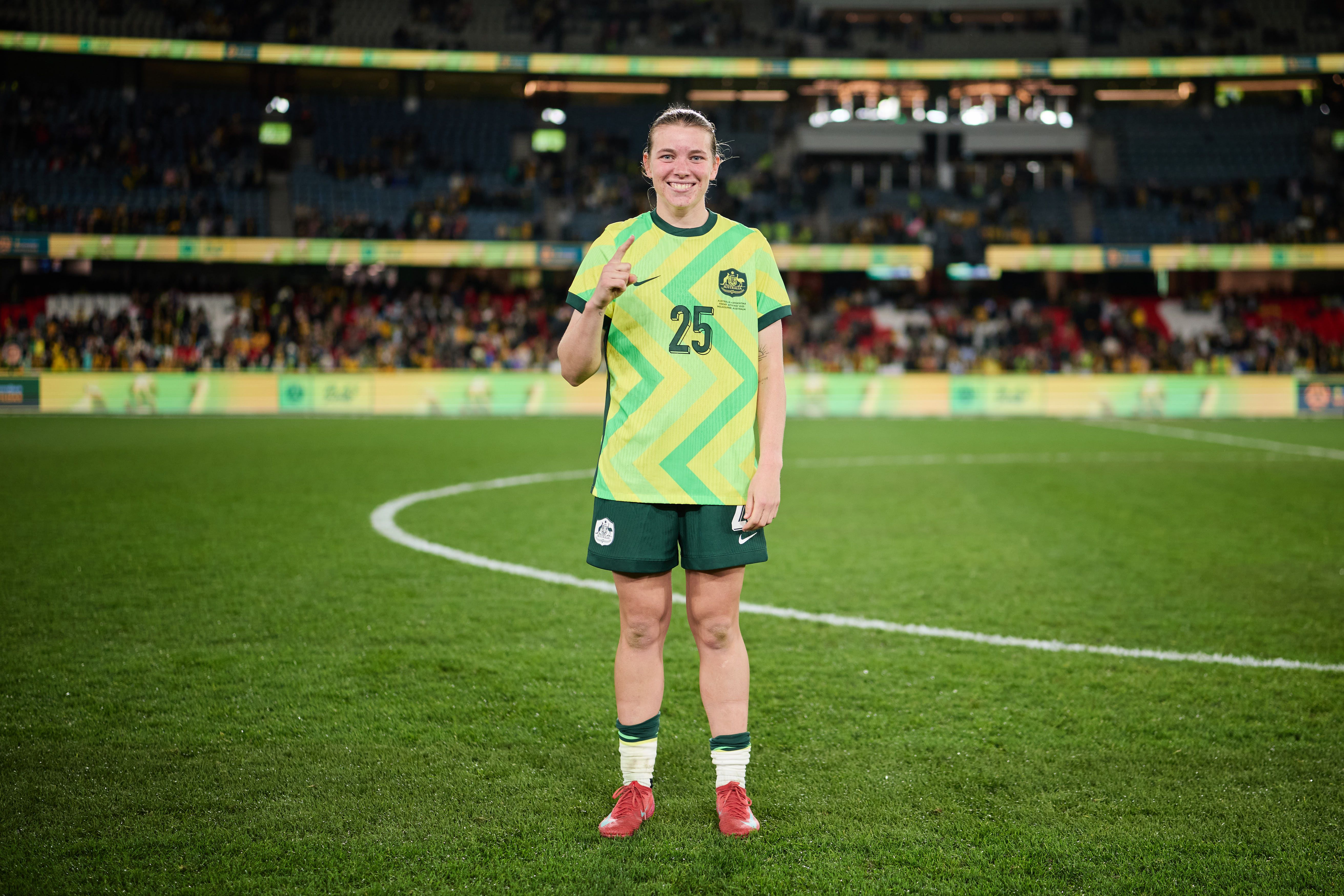 Kahli Johnson post-game (Photo: Rachel Bach/Football Australia)