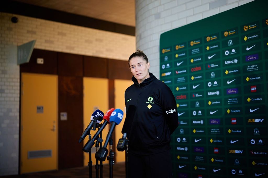 Teagan Micah at the pre-match press conference before Game One against Panama (Photo: Rachel Bach/By The White Line)