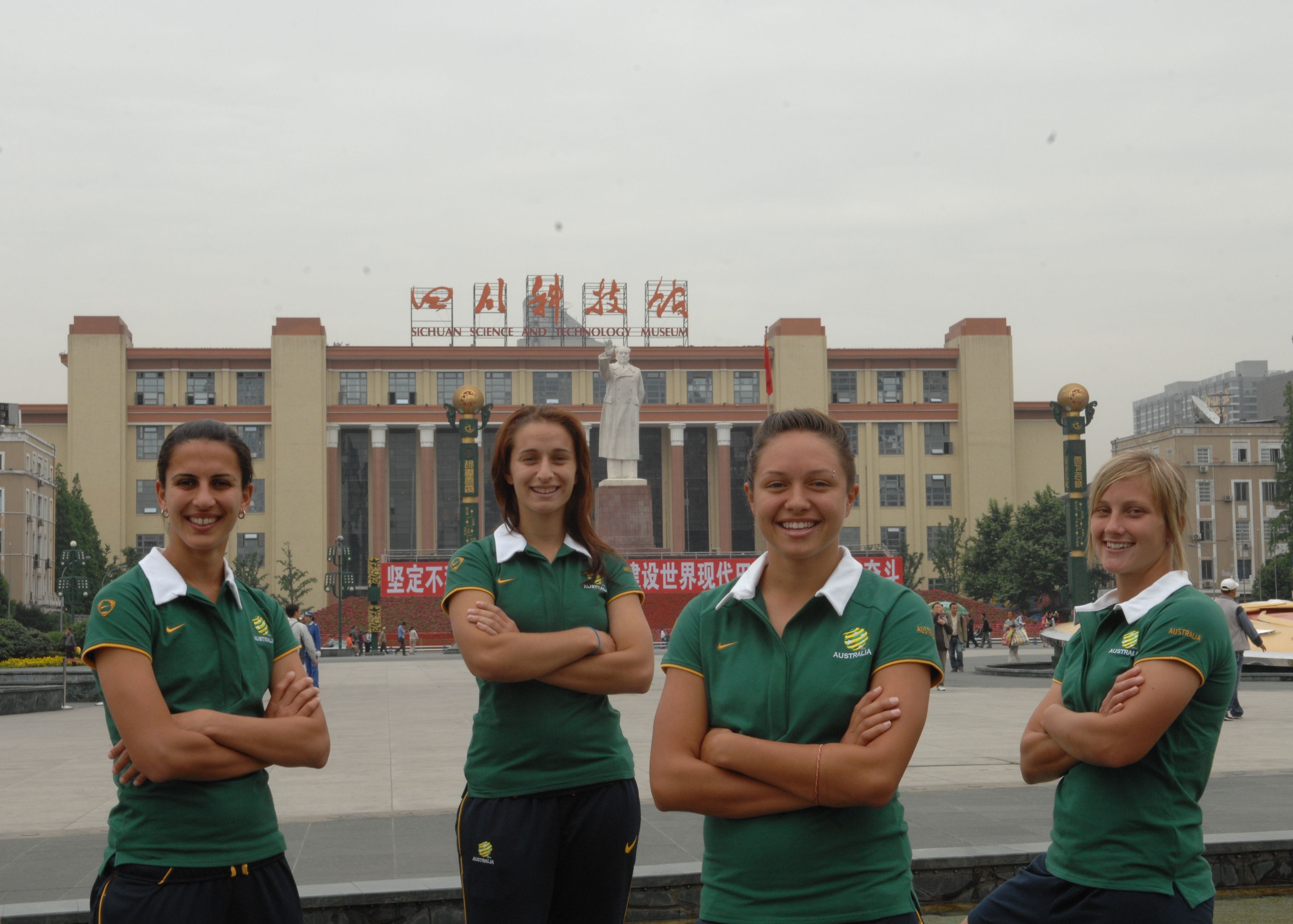 Matildas photoshoot before the tournament. (L - R): Leena Khamis, Servet Uzunlar, Kyah Simon, Kylie Ledbrook (Photo: Paul Lau)