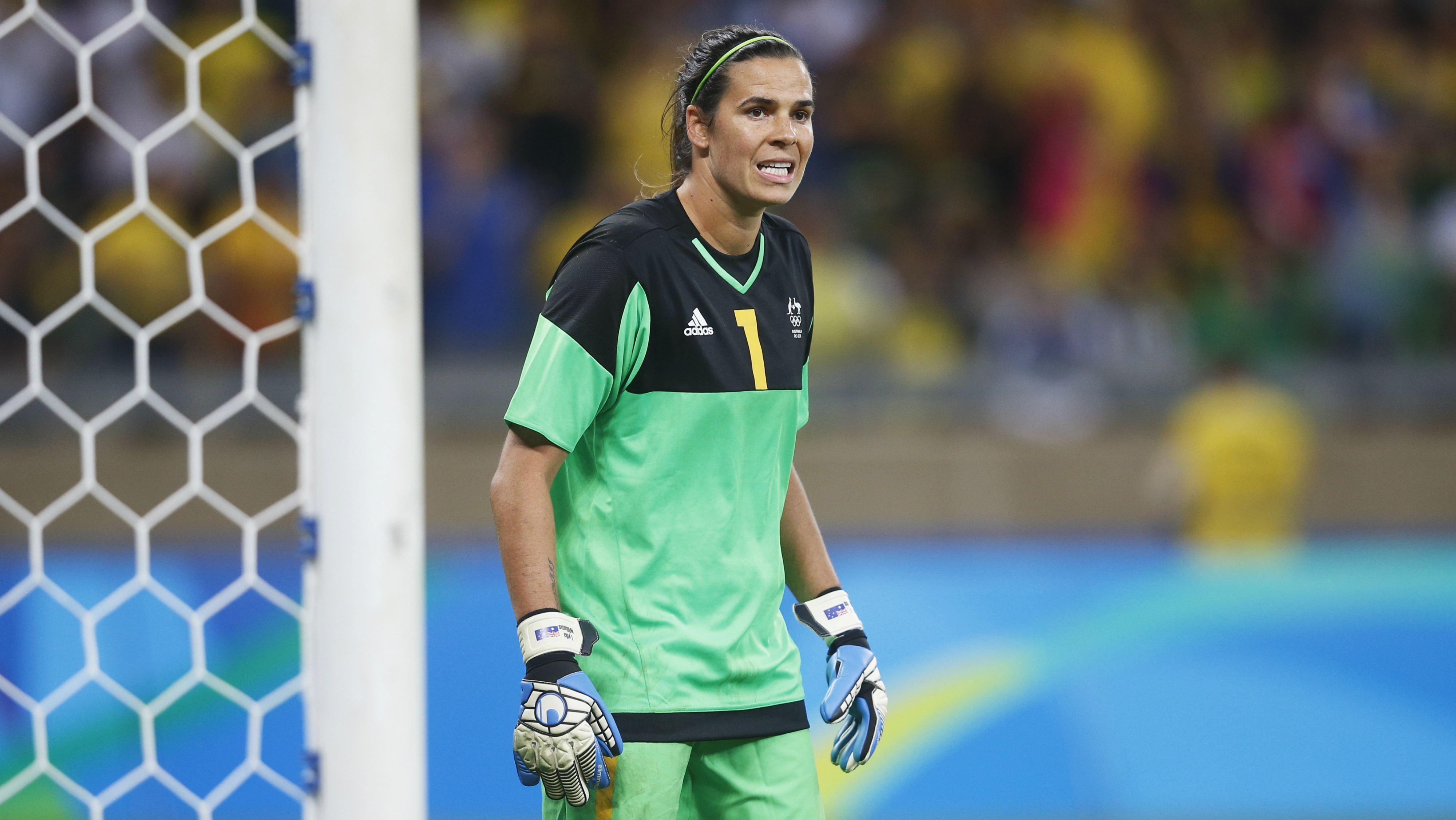 Lydia Williams looks on during a match for Australia at last year's Rio Olympic Games.