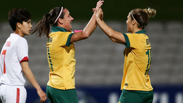 Lisa De Vanna celebrates a goal.