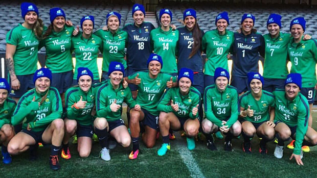 Lani Johnson with the Matildas.