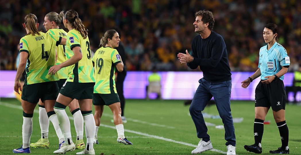 SYDNEY, AUSTRALIA - MARCH 08: Matildas coach Joe Montemurro applauds players during the AFC Women's Asian Cup Australia 2026 match between Australia Matildas and Korea Republic at Stadium Australia on March 08, 2026 in Sydney, Australia. (Photo by Cameron Spencer/Getty Images)