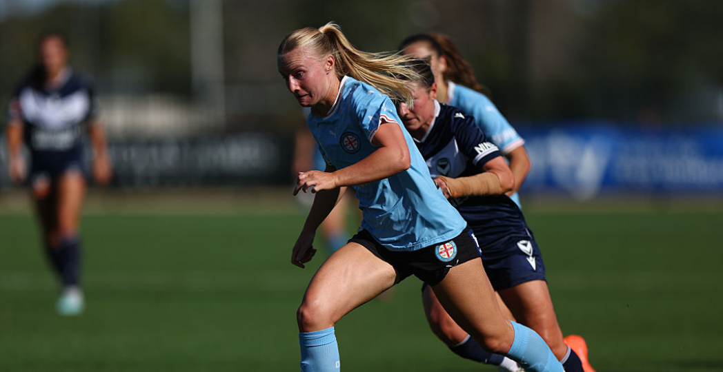 MELBOURNE, AUSTRALIA - FEBRUARY 15: Holly McNamara of the City controls the ball during the round 17 A-League Women match between Melbourne Victory and Melbourne City at Home of the Matildas, on February 15, 2026, in Melbourne, Australia. (Photo by Josh Chadwick/Getty Images)