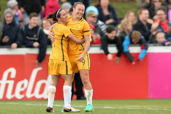 Caitlin Foord scored a double for the Westfield Matildas in Ballarat.
